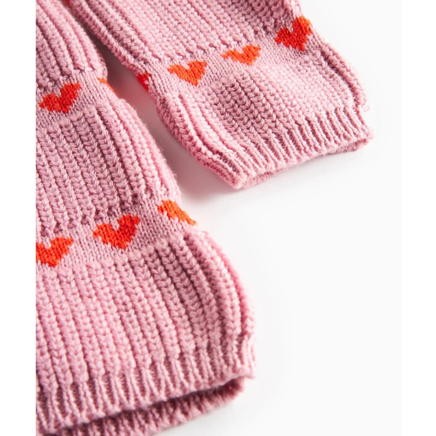 MarMar Light Cotton Wool Pattern Soft Berry Hearts Daso Strik Kjole - Image 7