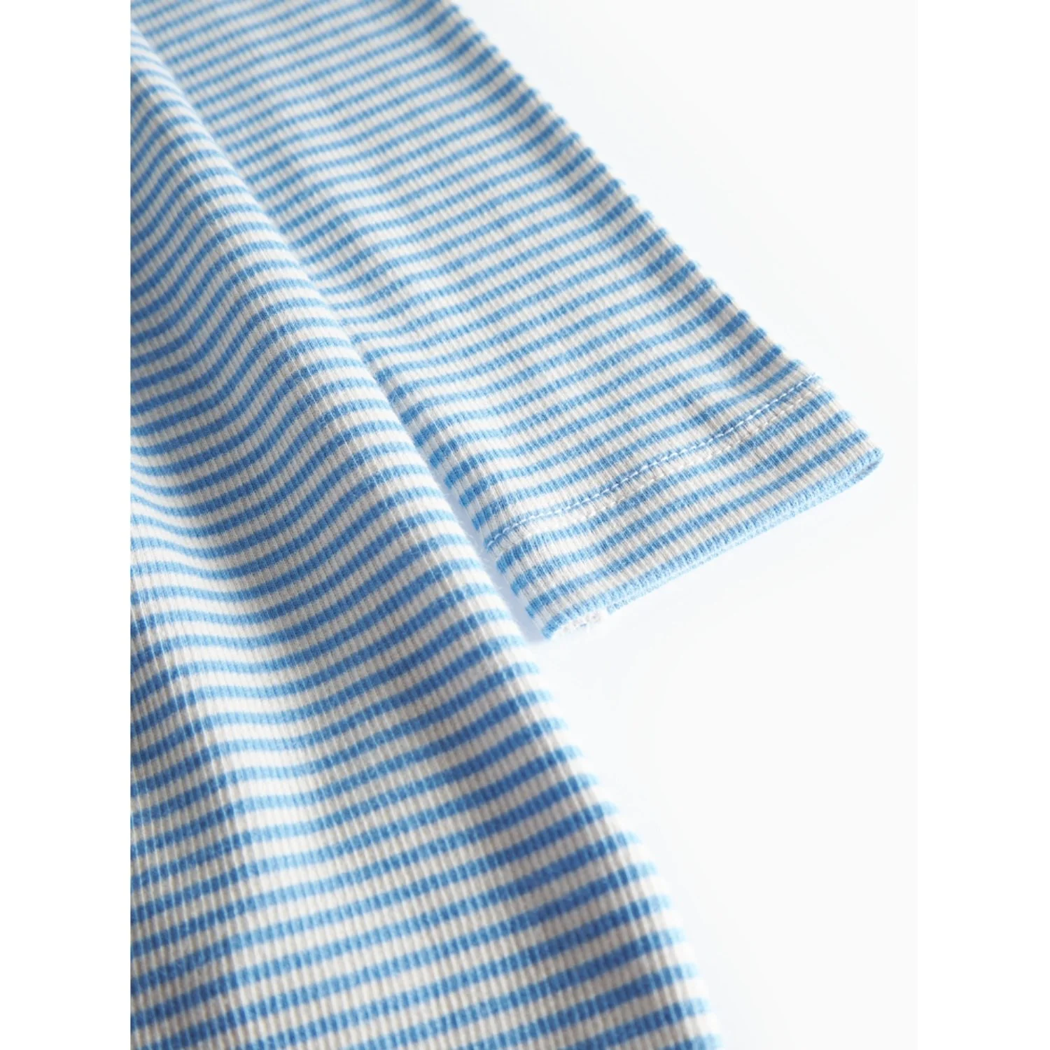 MarMar Modal Fine Rib Blue Stripe Dama LS Kjole - Image 3