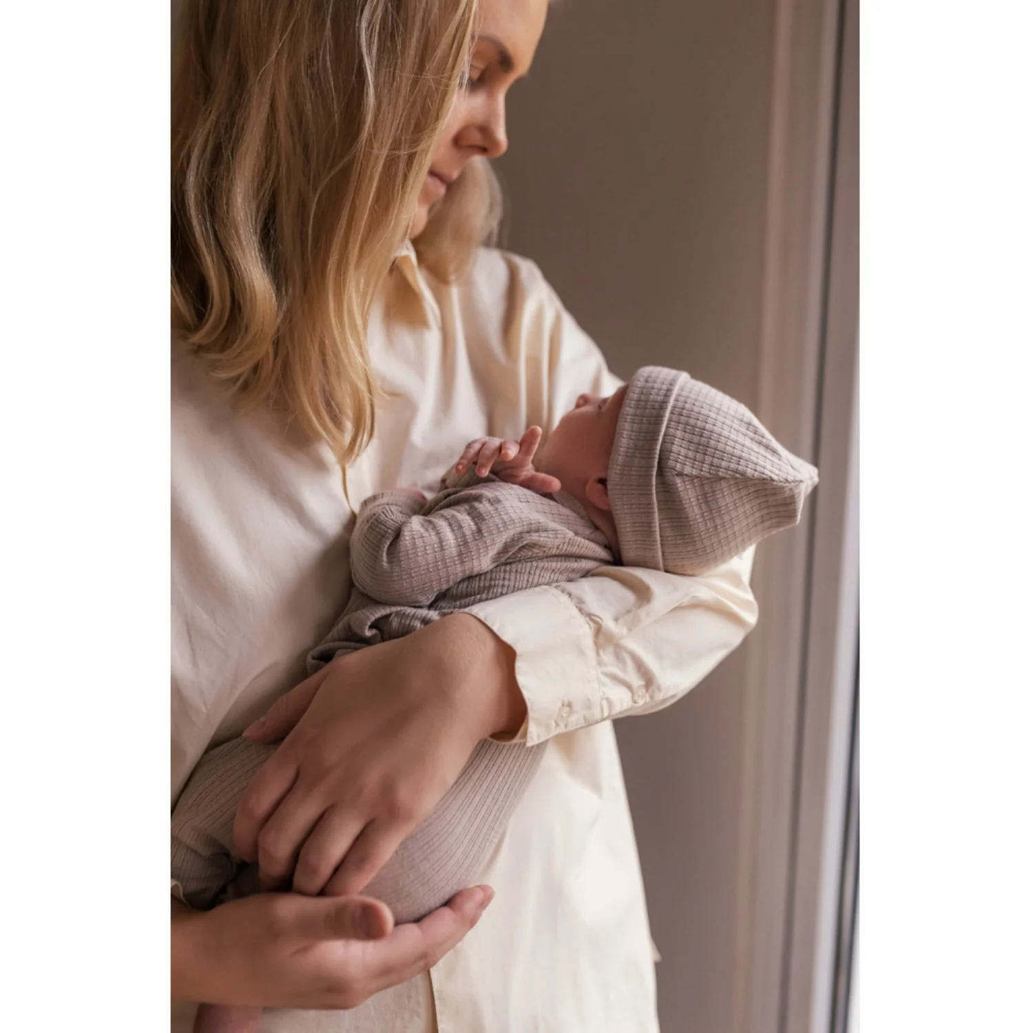 MarMar New Born Modal Pointelle Rib Soft Beige Aiko Hue - Image 3
