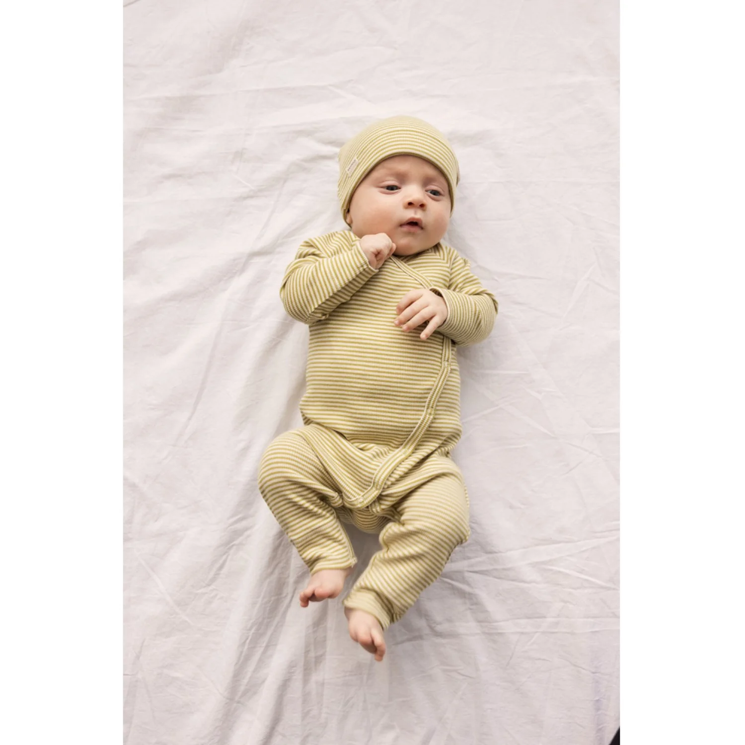 MarMar Newborn Modal Fine Rib Olive Stripe Aiko Hue - Image 2