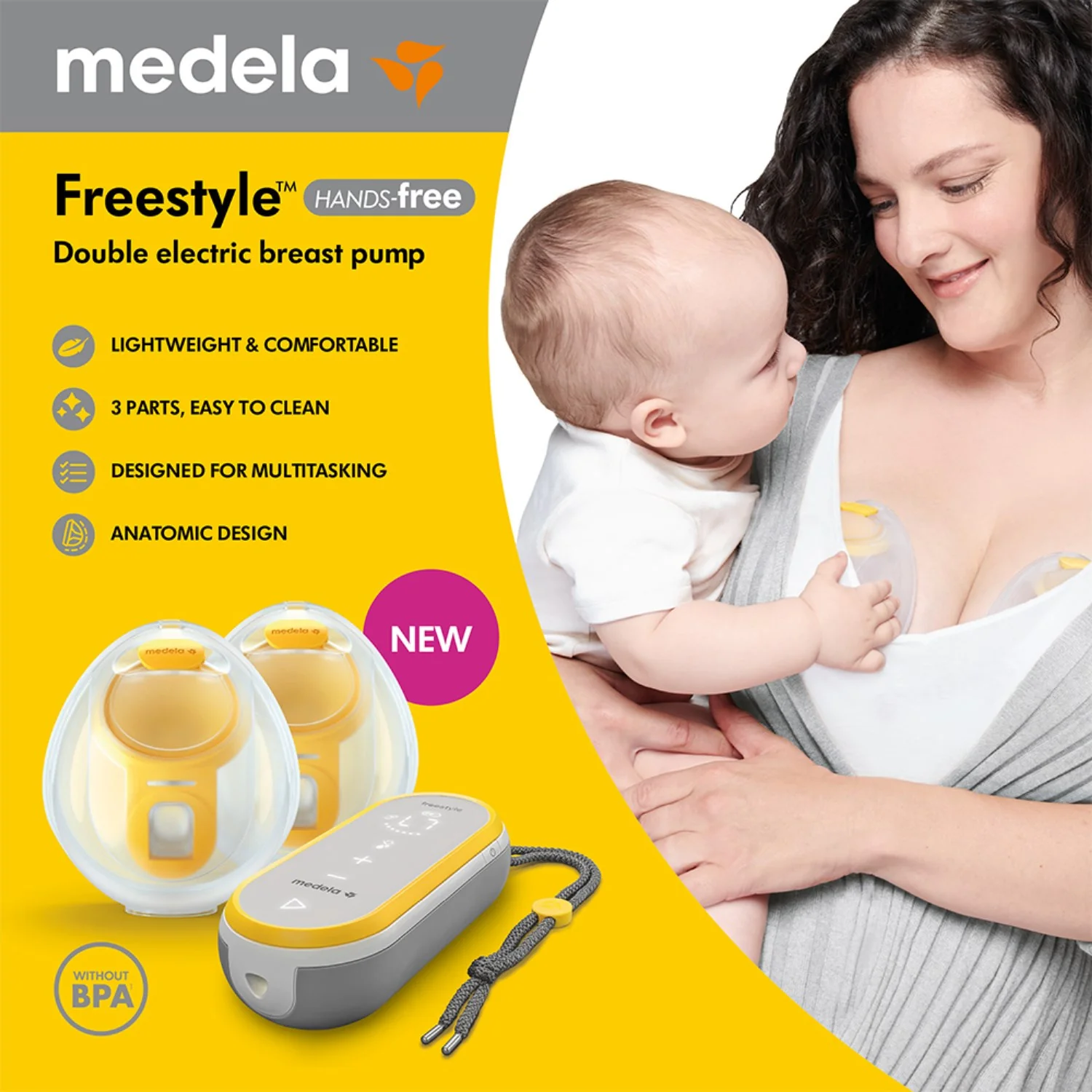 medela Freestyle Hands-Free Dobbelt Elektrisk Brystpumpe - Image 32