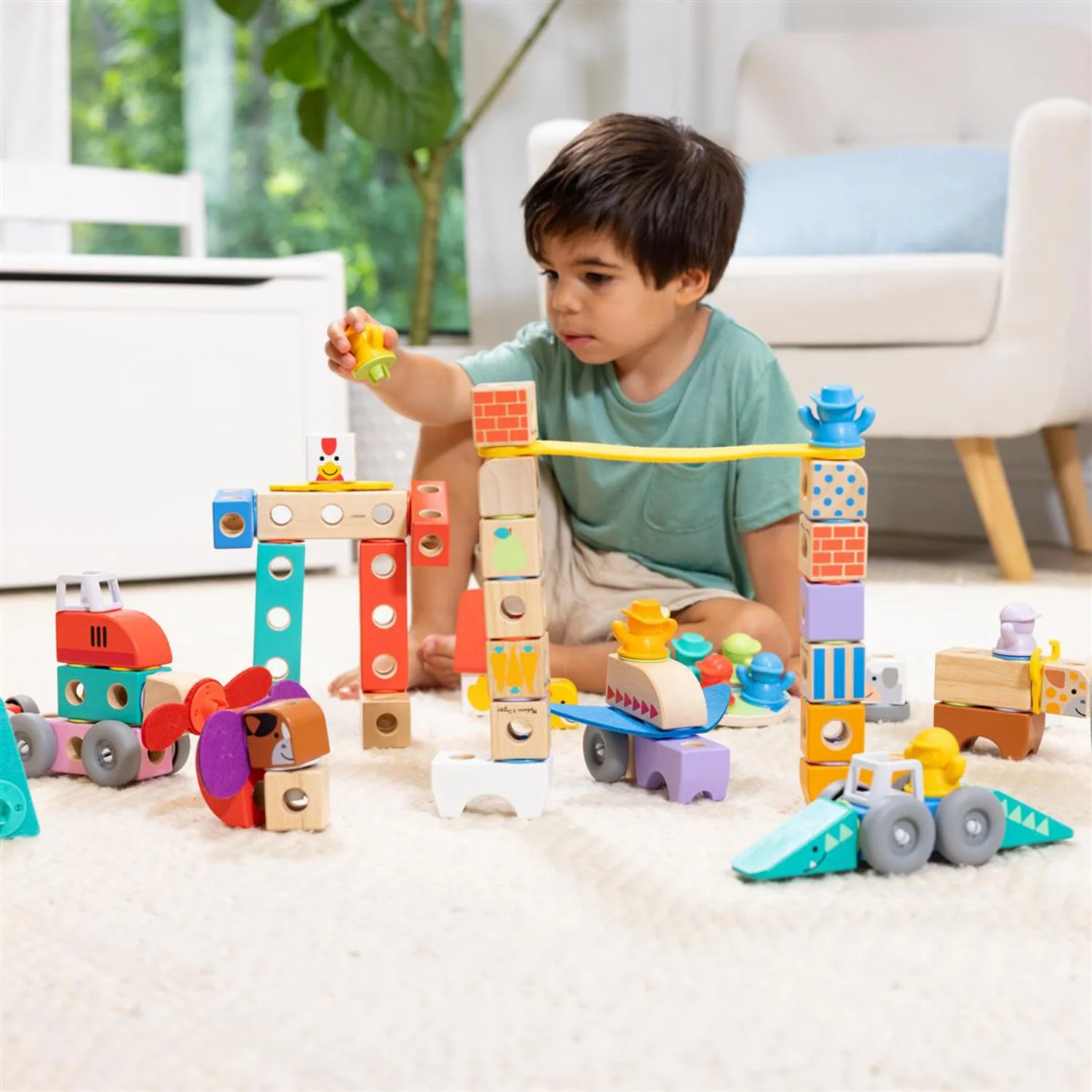 Melissa & Doug Multifarvet Blockables Playset Køretøjer 54Pcs - Image 2