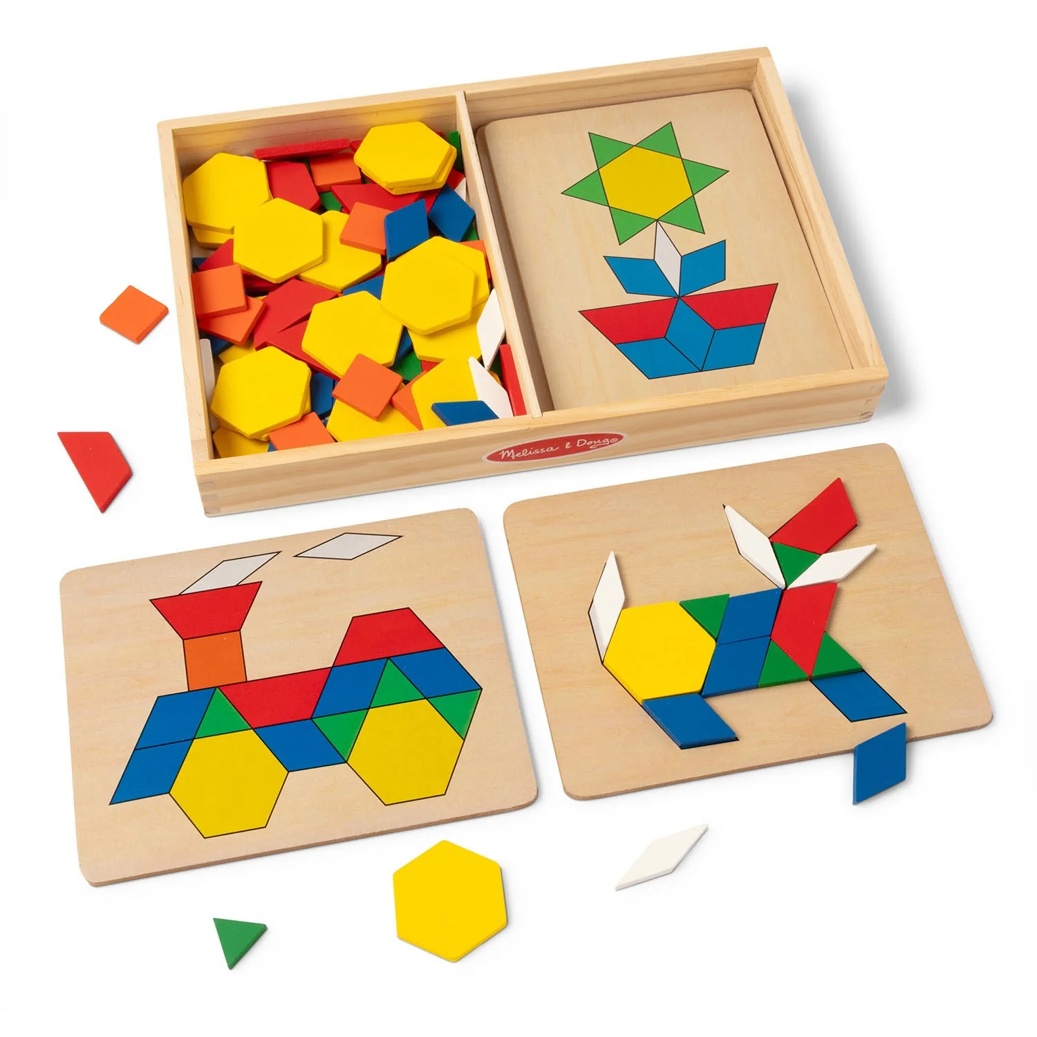 Melissa & Doug Multifarvet Mønster-Leg - Træ - Sæt Med Klodser Og Plader - Image 6