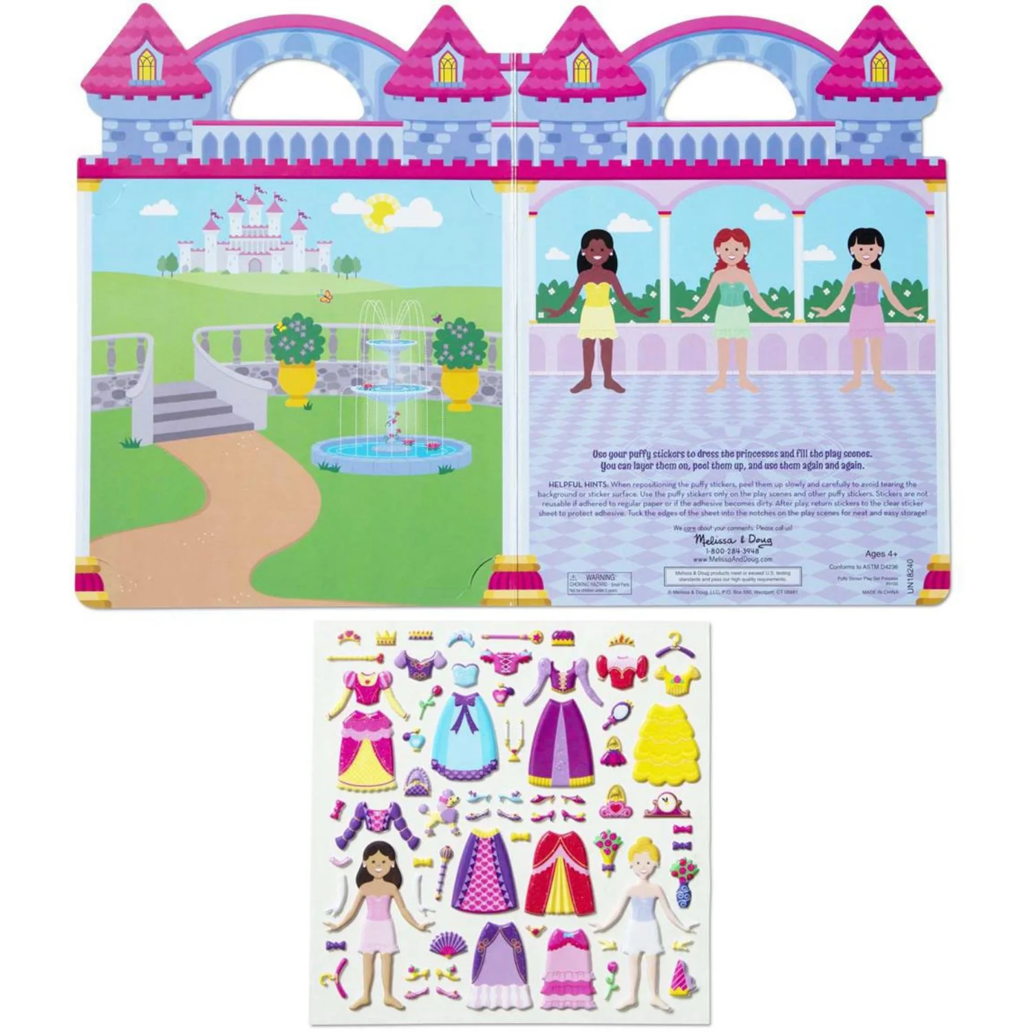 Melissa & Doug Multifarvet Puffy Sticker Playset Princess - Image 3