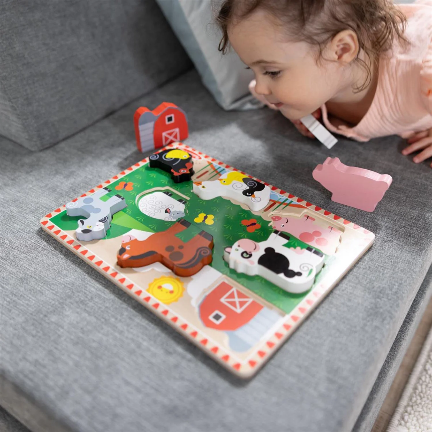 Melissa & Doug Multifarvet Wooden Chunky Puzzle Farm Animals - Image 2