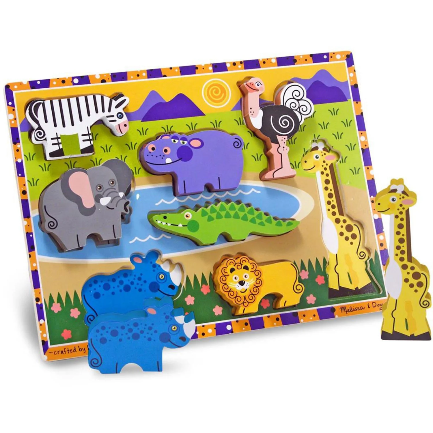 Melissa & Doug Multifarvet Wooden Chunky Puzzle Safari Animals - Image 3