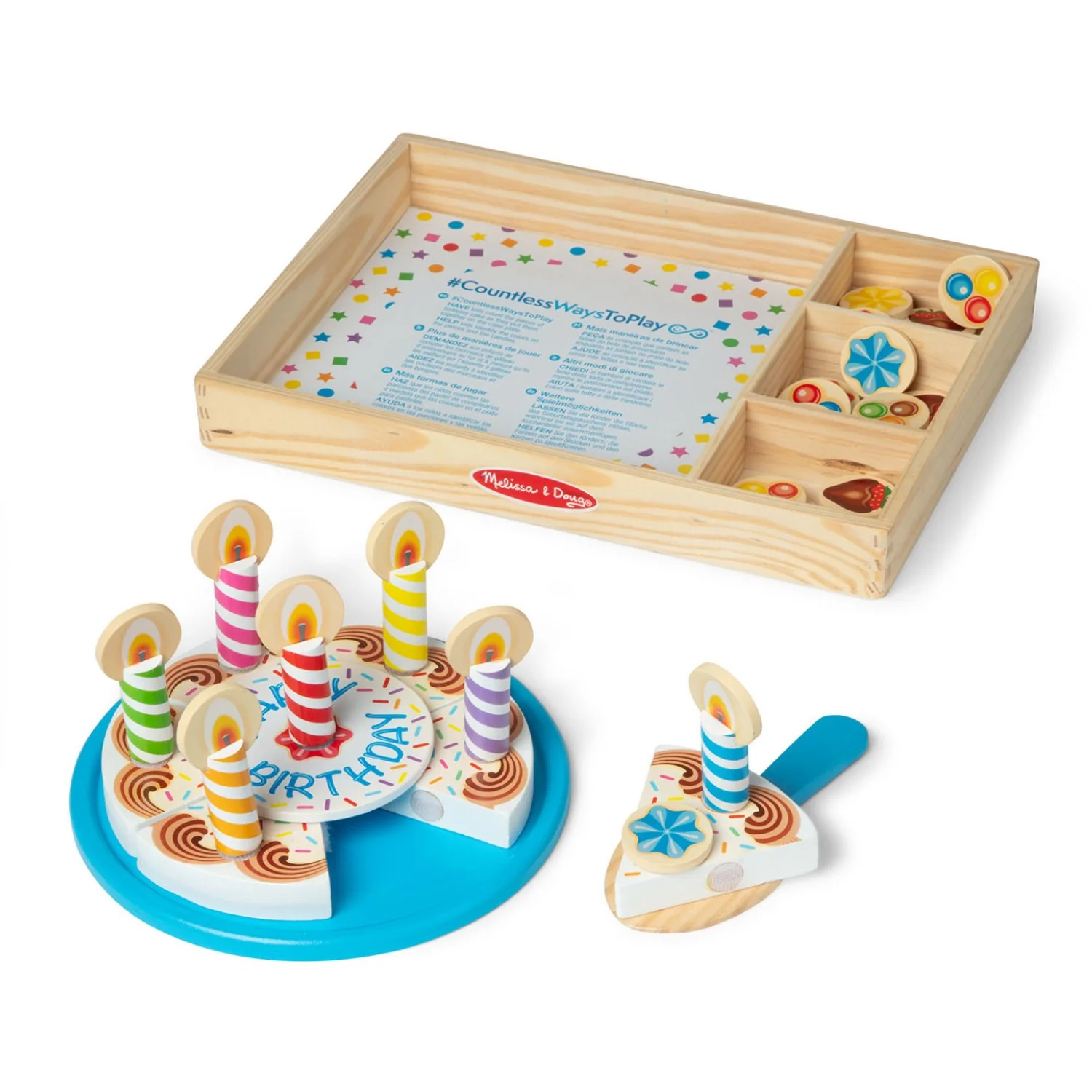 Melissa & Doug Multifarvet Wooden Food Playset Birthday Cake - Image 7