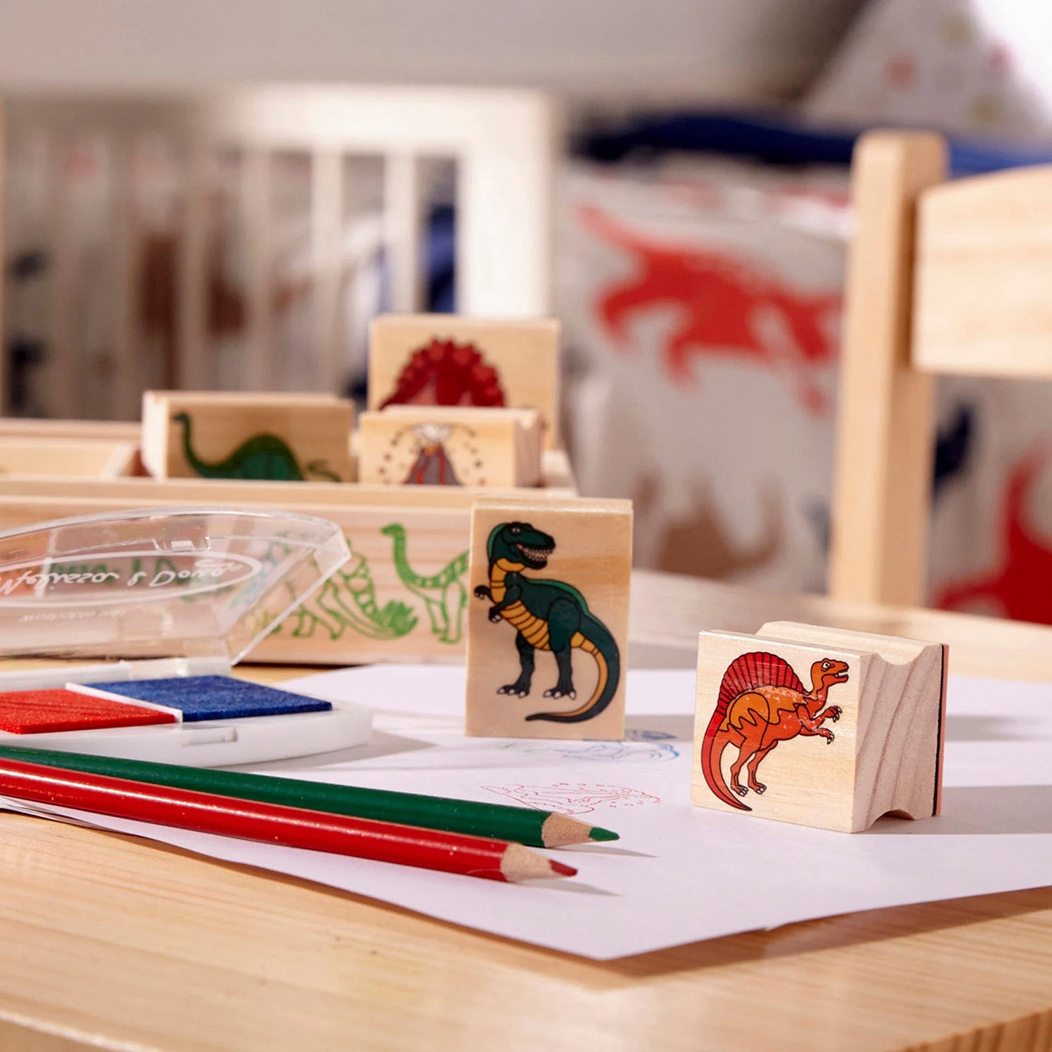 Melissa & Doug Multifarvet Wooden Stamp Set Dinosaur - Image 3