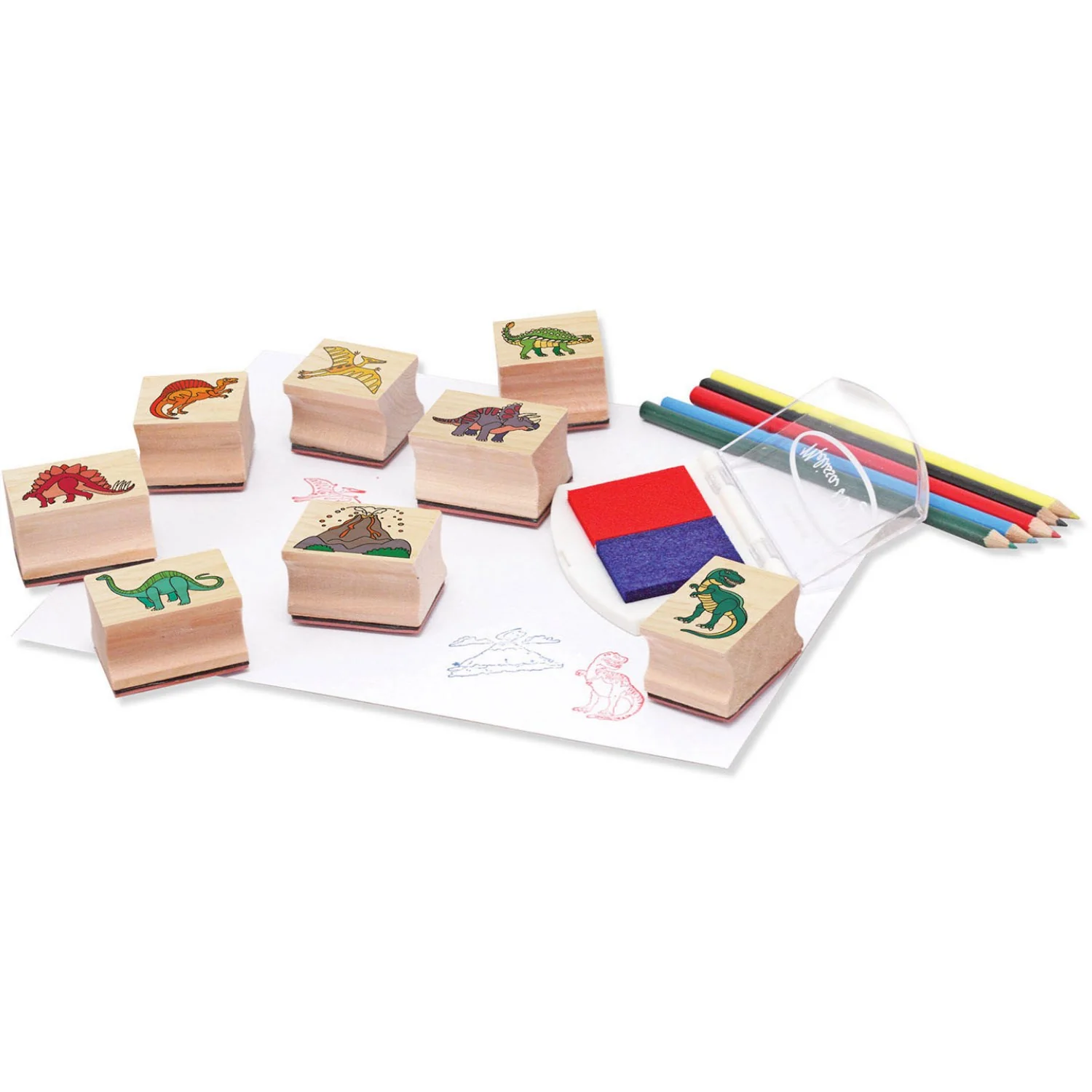 Melissa & Doug Multifarvet Wooden Stamp Set Dinosaur - Image 6