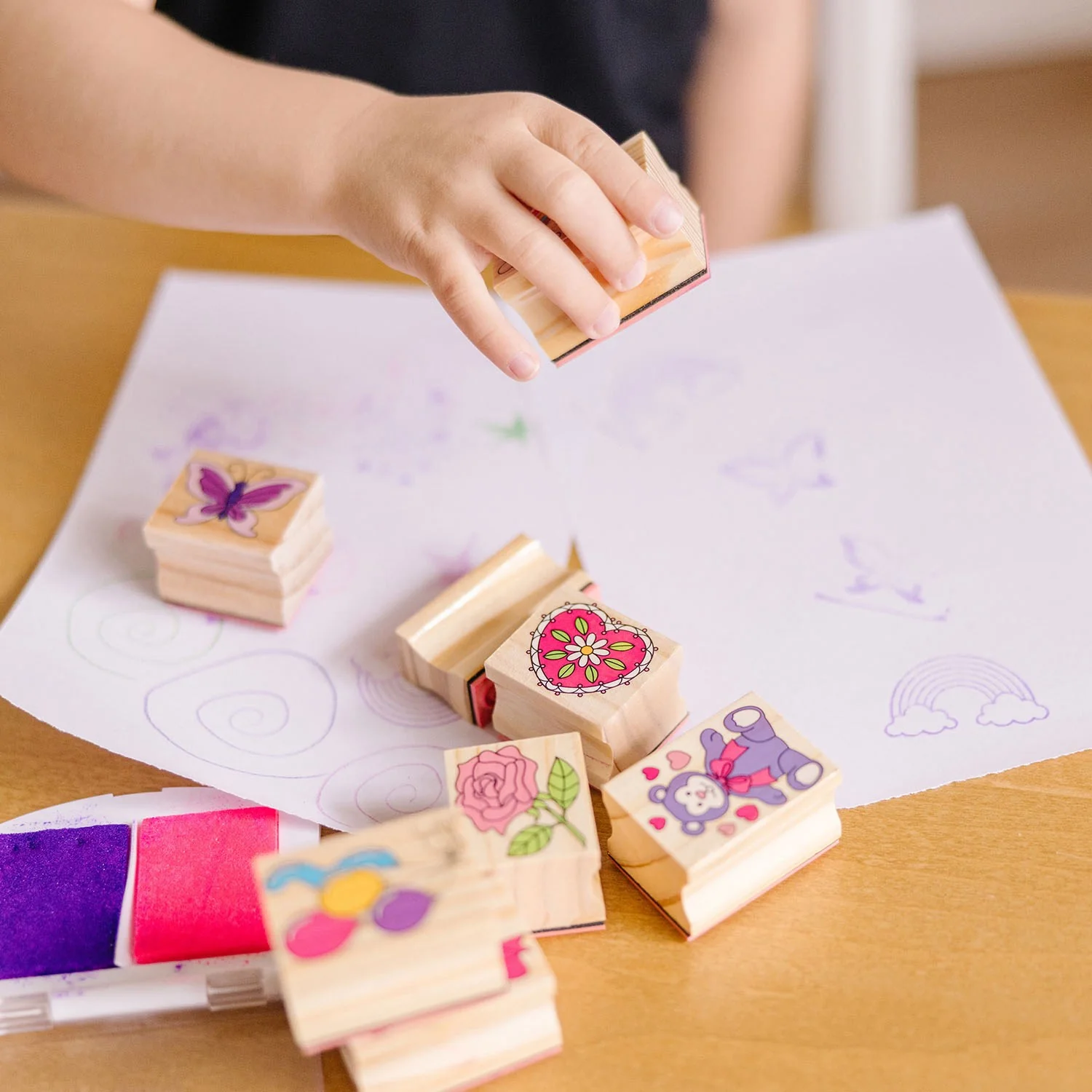 Melissa & Doug Multifarvet Wooden Stamp Set Friendship - Image 4
