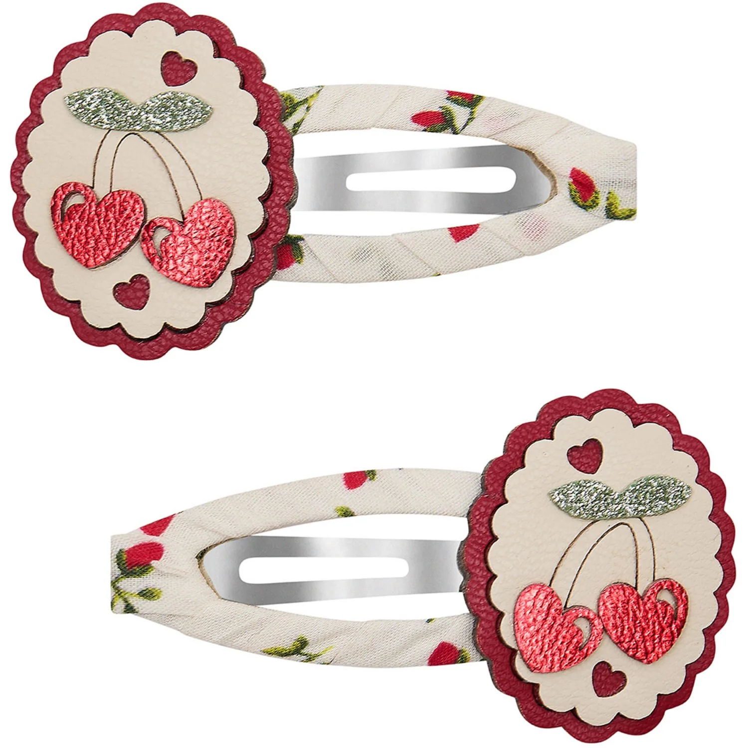 Mimi & Lula 2 Hårspænder - Scallop Framed Cherries Mon Cheri