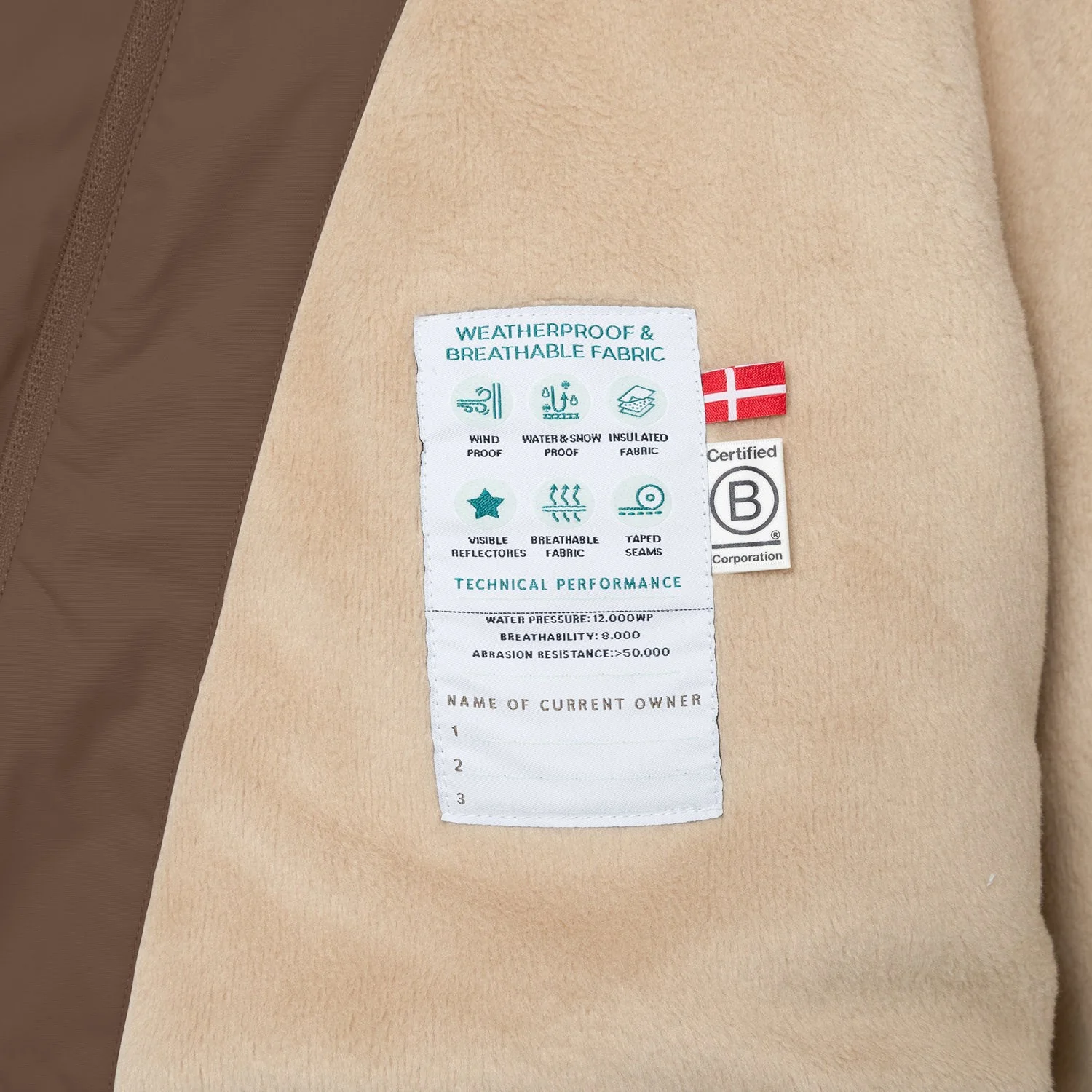Mini A ture Chestnut Brown Matwang Fleece Lined Winter Jacket. GRS - Image 2