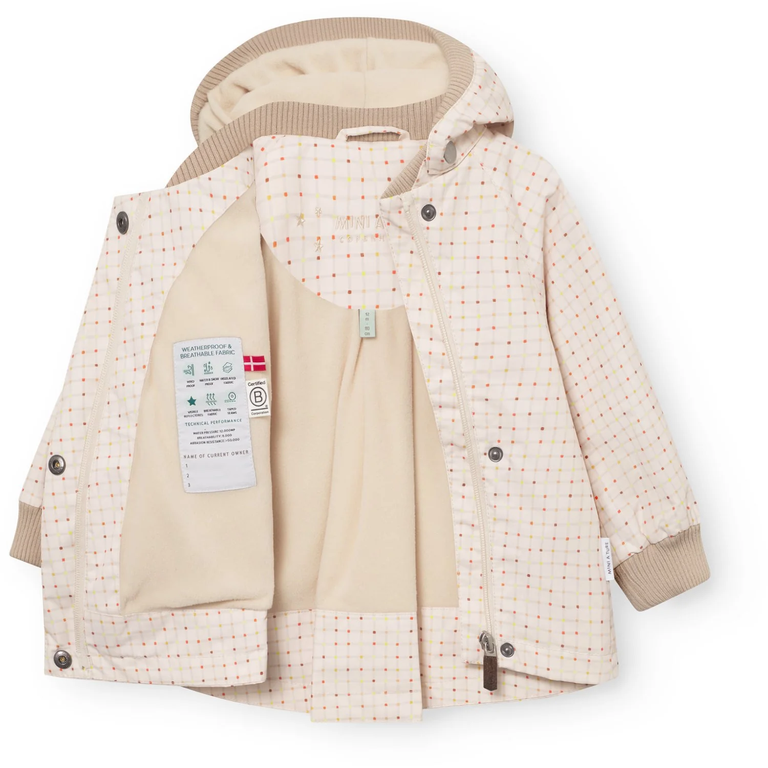Mini A ture Print Crayon Grid Matwiami Fleece Lined Jacket. Grs - Image 2