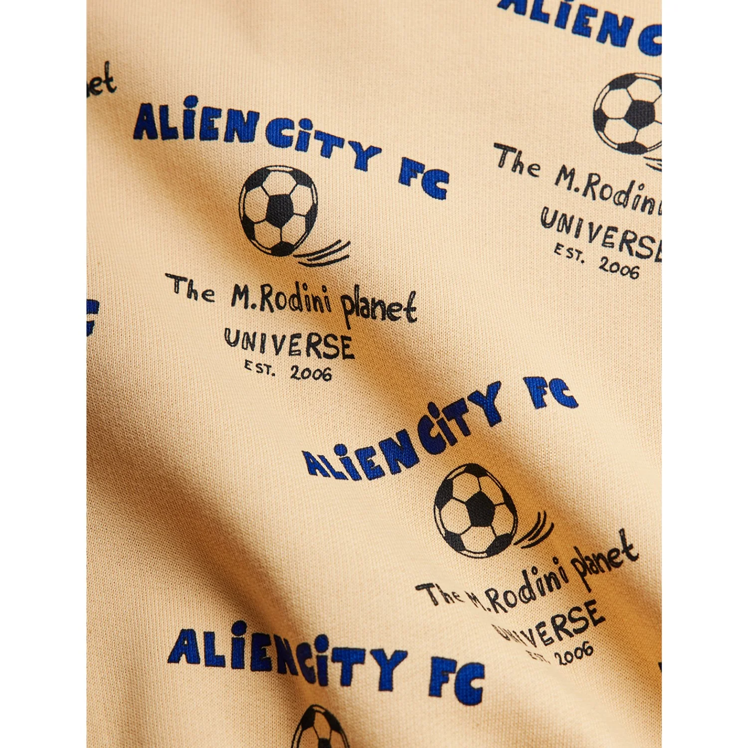Mini Rodini Beige Alien City Fc AOP Zip Hættetrøje - Image 4