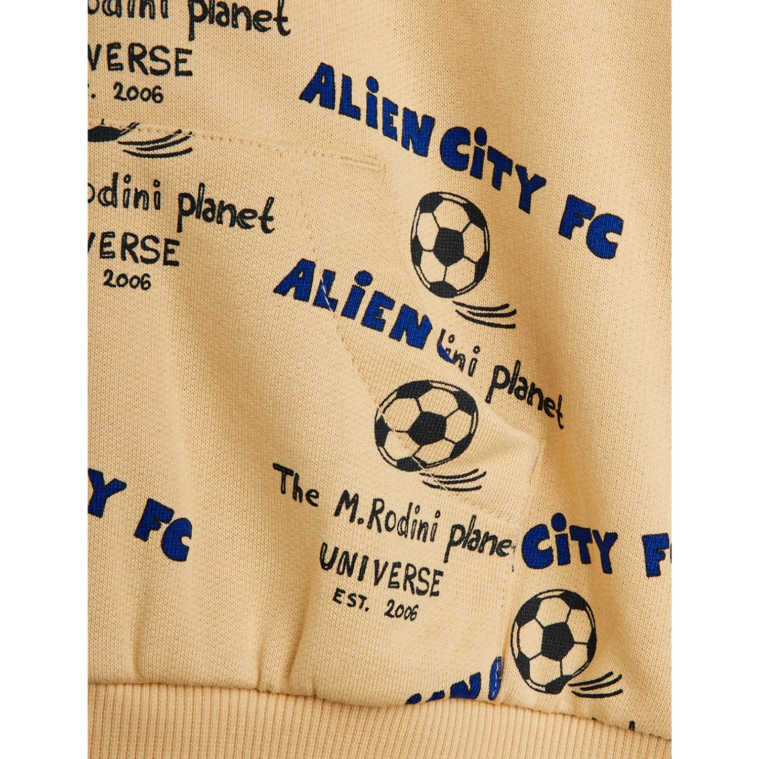 Mini Rodini Beige Alien City Fc AOP Zip Hættetrøje - Image 5