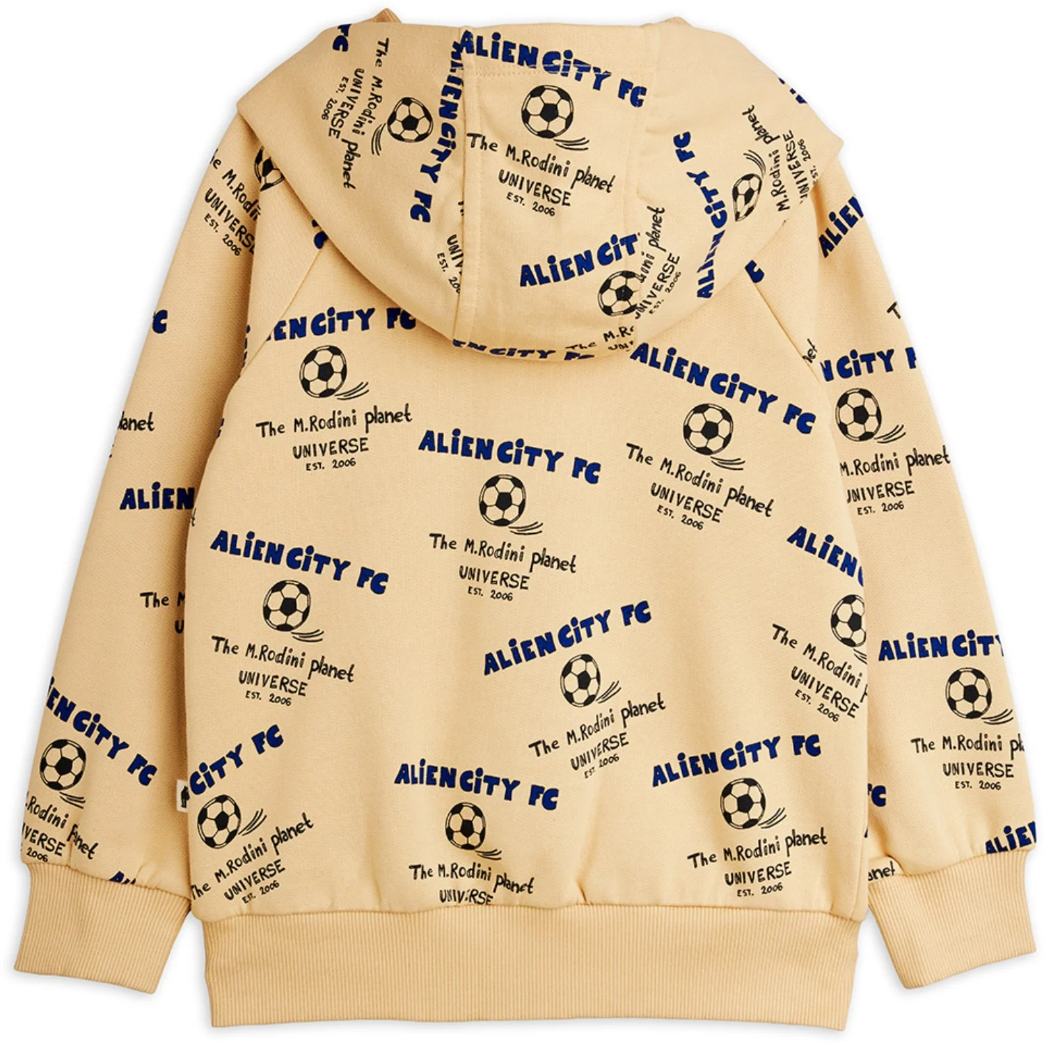 Mini Rodini Beige Alien City Fc AOP Zip Hættetrøje - Image 6