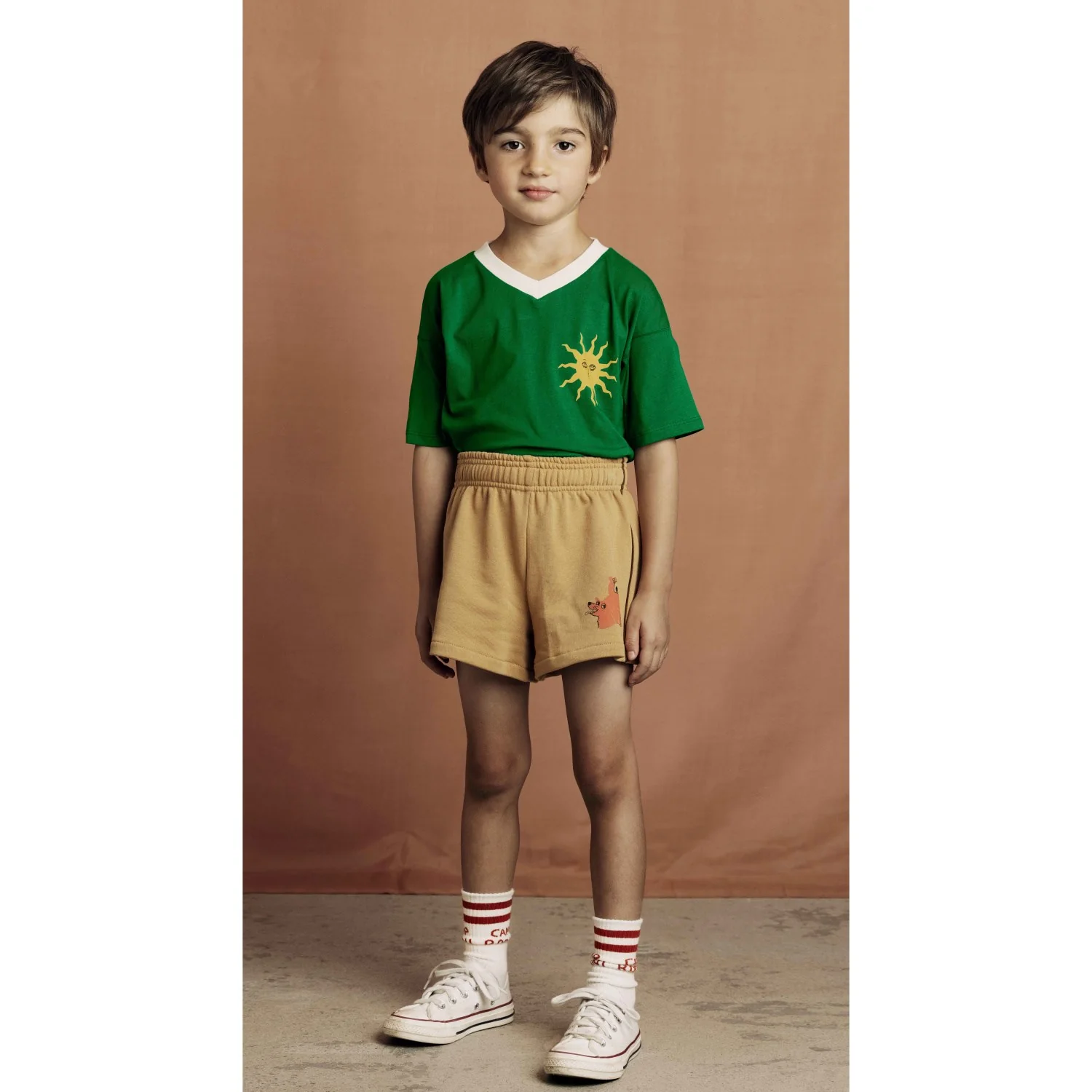 Mini Rodini Beige Camp Rodini Sp Sweatshorts - Image 3