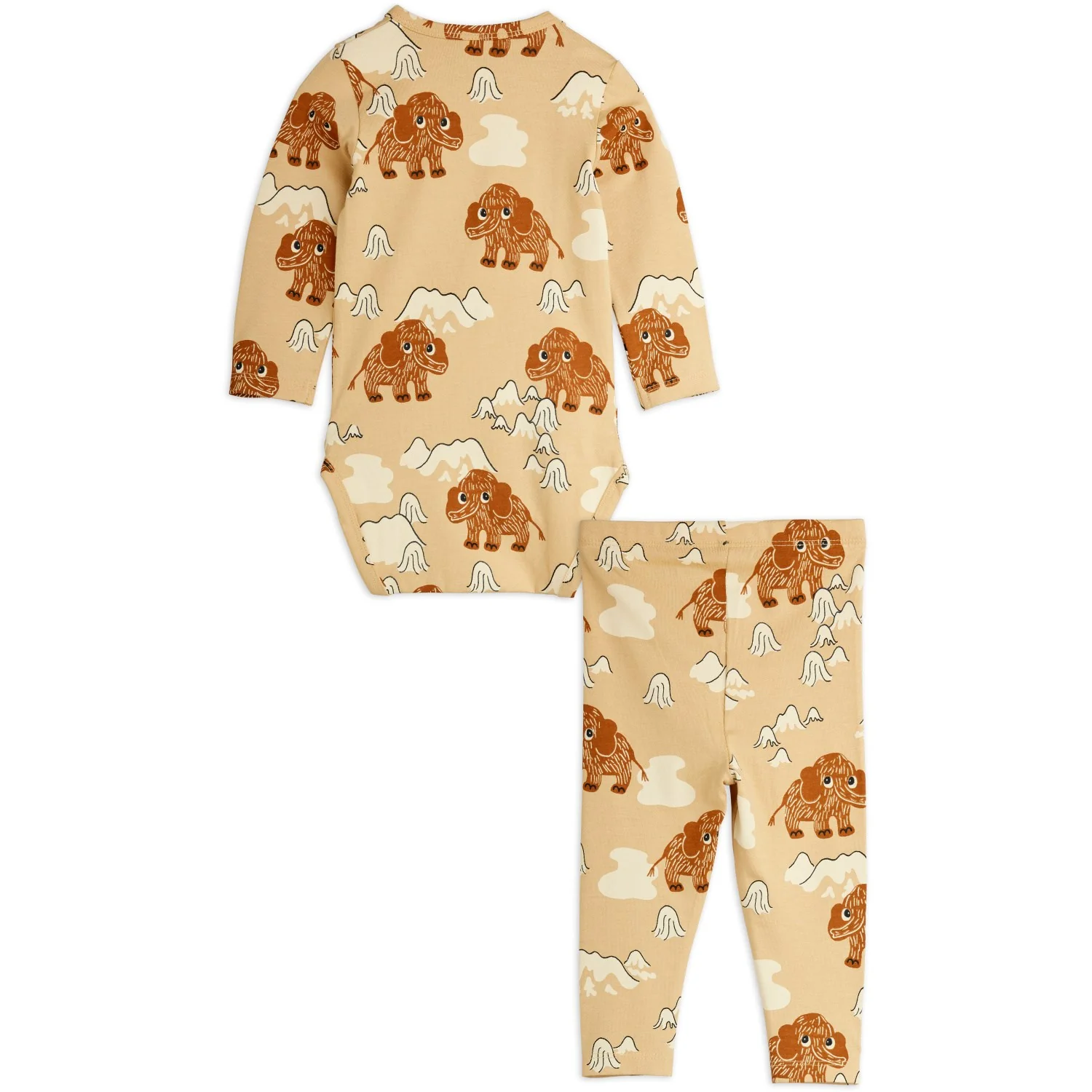 Mini Rodini Beige Mammoth AOP Baby Sæt - Image 3