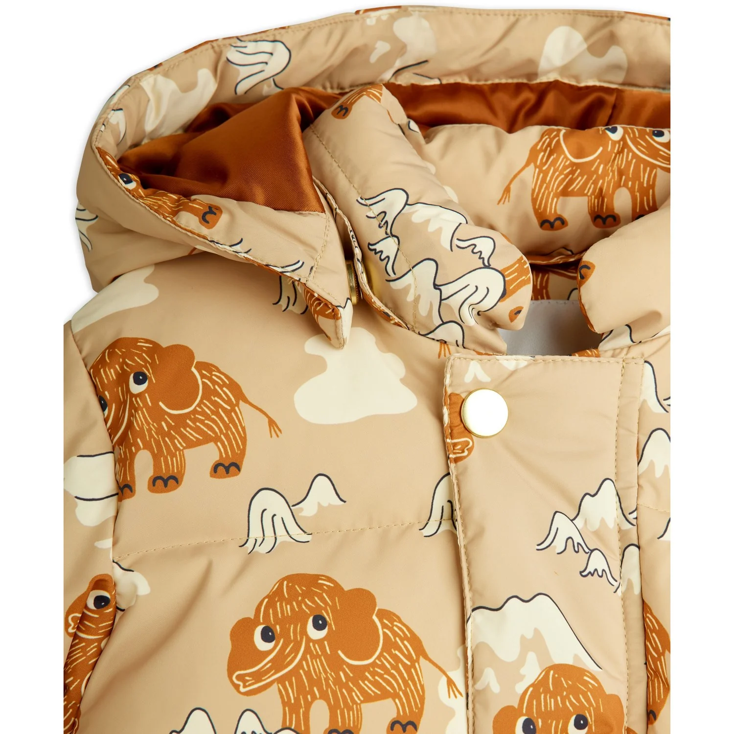Mini Rodini Beige Mammoths AOP Hooded Puffer - Image 10