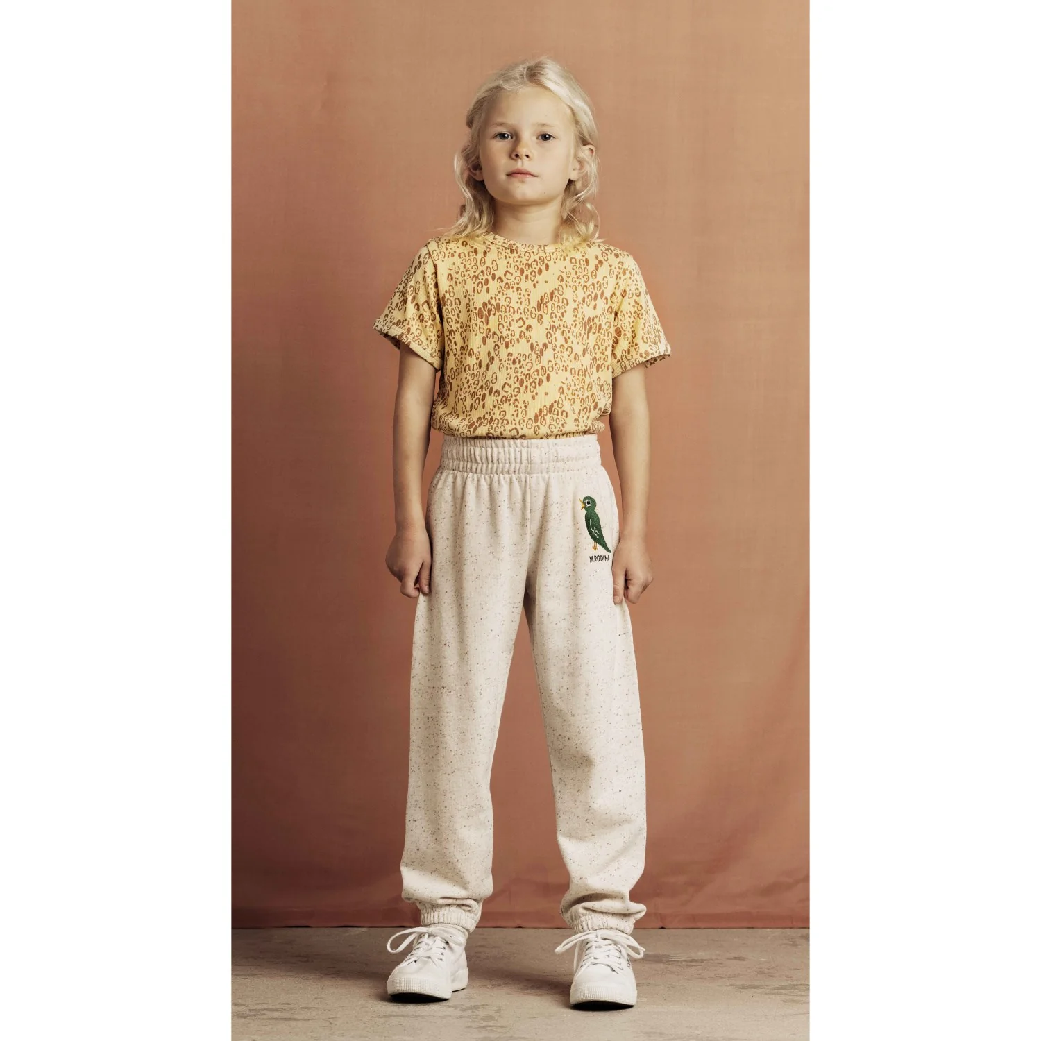 Mini Rodini Beige Mini Leopard AOP Ss Tee - Image 2