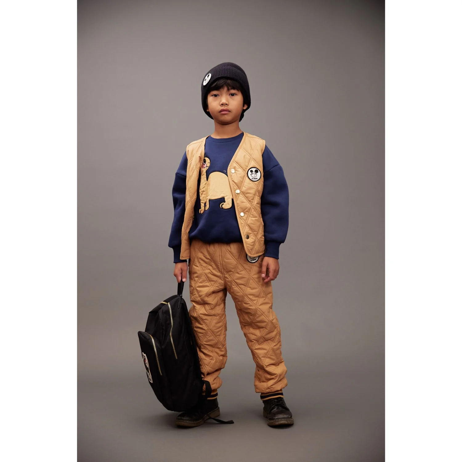 Mini Rodini Beige Ritzratz Patch Quiltet Outerwear Trousers - Image 7