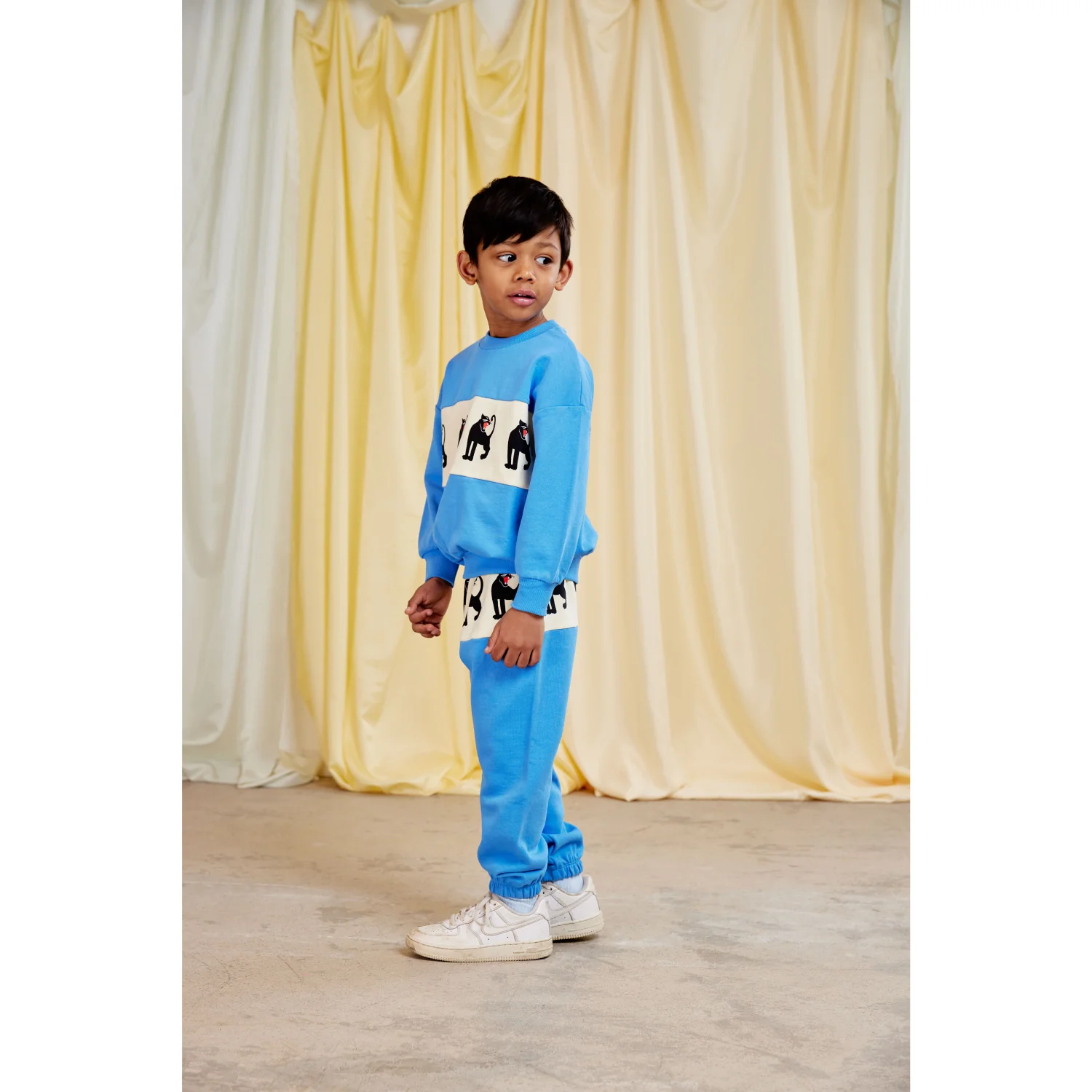 Mini Rodini Blue Panther Panel Sweatshirt - Image 5