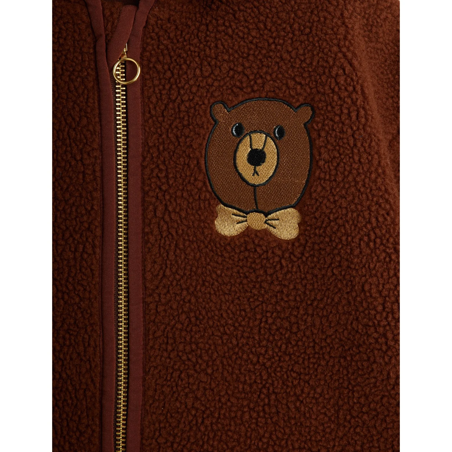 Mini Rodini Brown Bjørn Emb Pile Jakke - Image 3