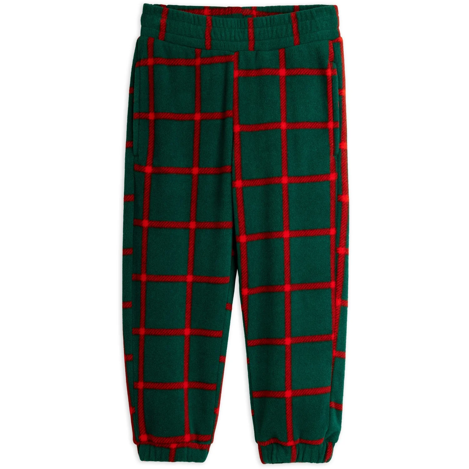 Mini Rodini Green Plaid AOP Fleece Bukser - Image 4
