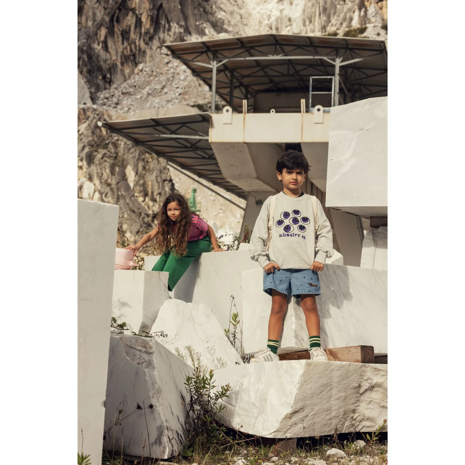 Mini Rodini Grey Melange Eyes Emb Sweatshirt - Image 3