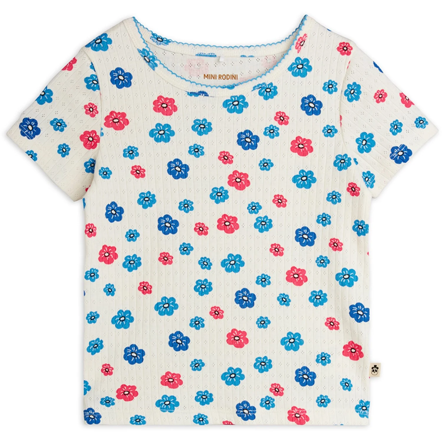 Mini Rodini Multi Flowers Aop Picot Edge Pointelle Ss Tee