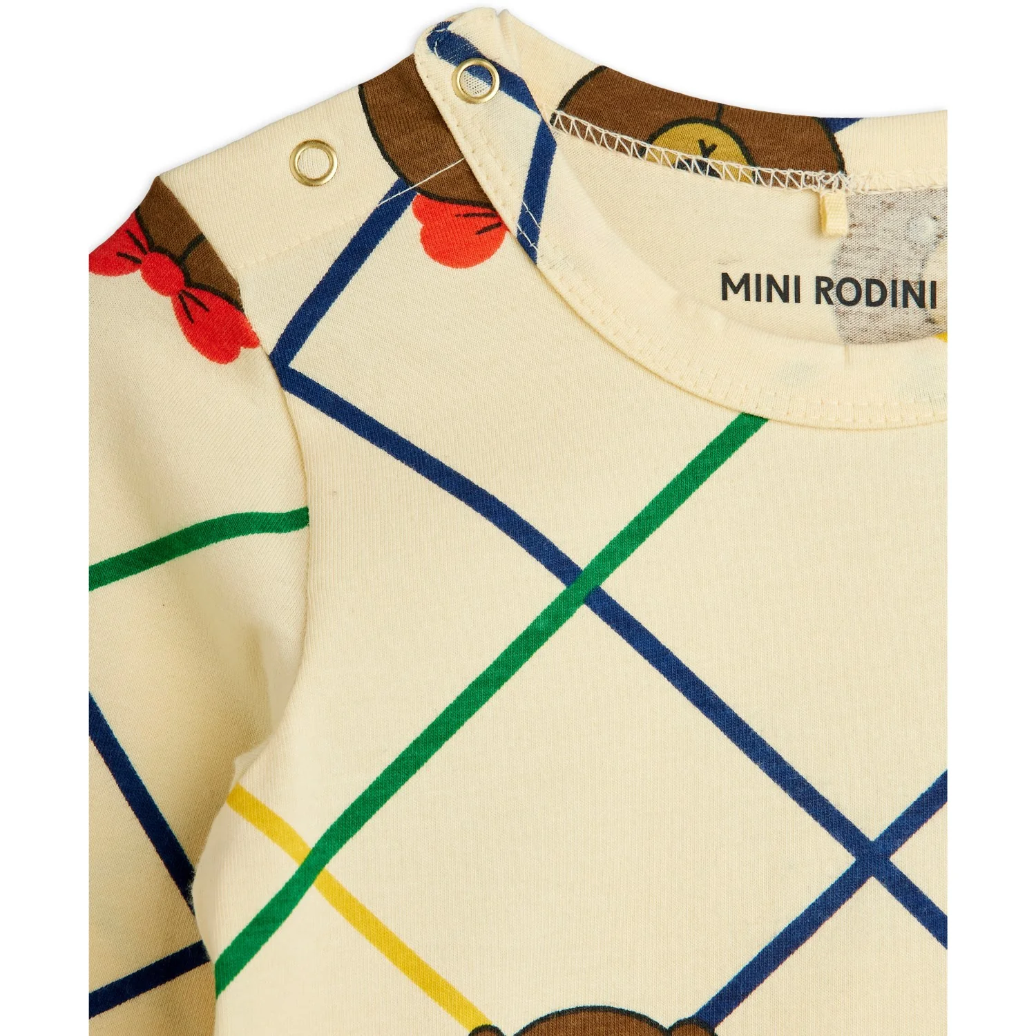 Mini Rodini Off-white Bjørn Check AOP Ls Body - Image 2