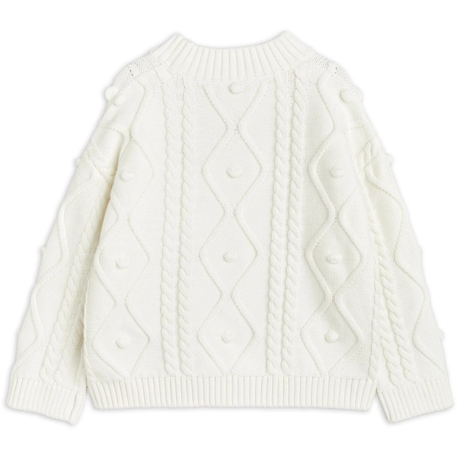 Mini Rodini Offwhite Panda Texture Strik Sweater - Image 3