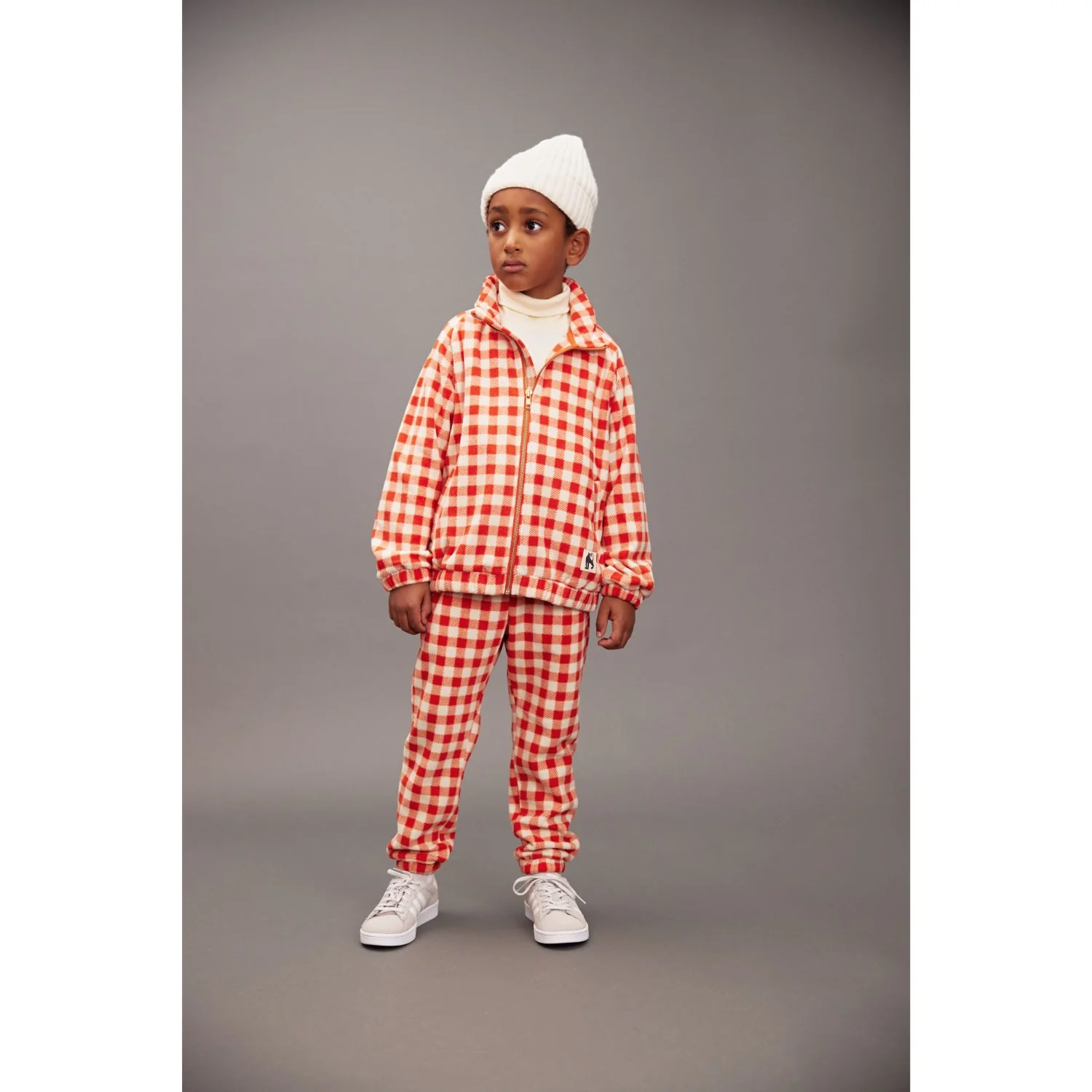 Mini Rodini Red Gingham AOP Fleece Jakke - Image 7