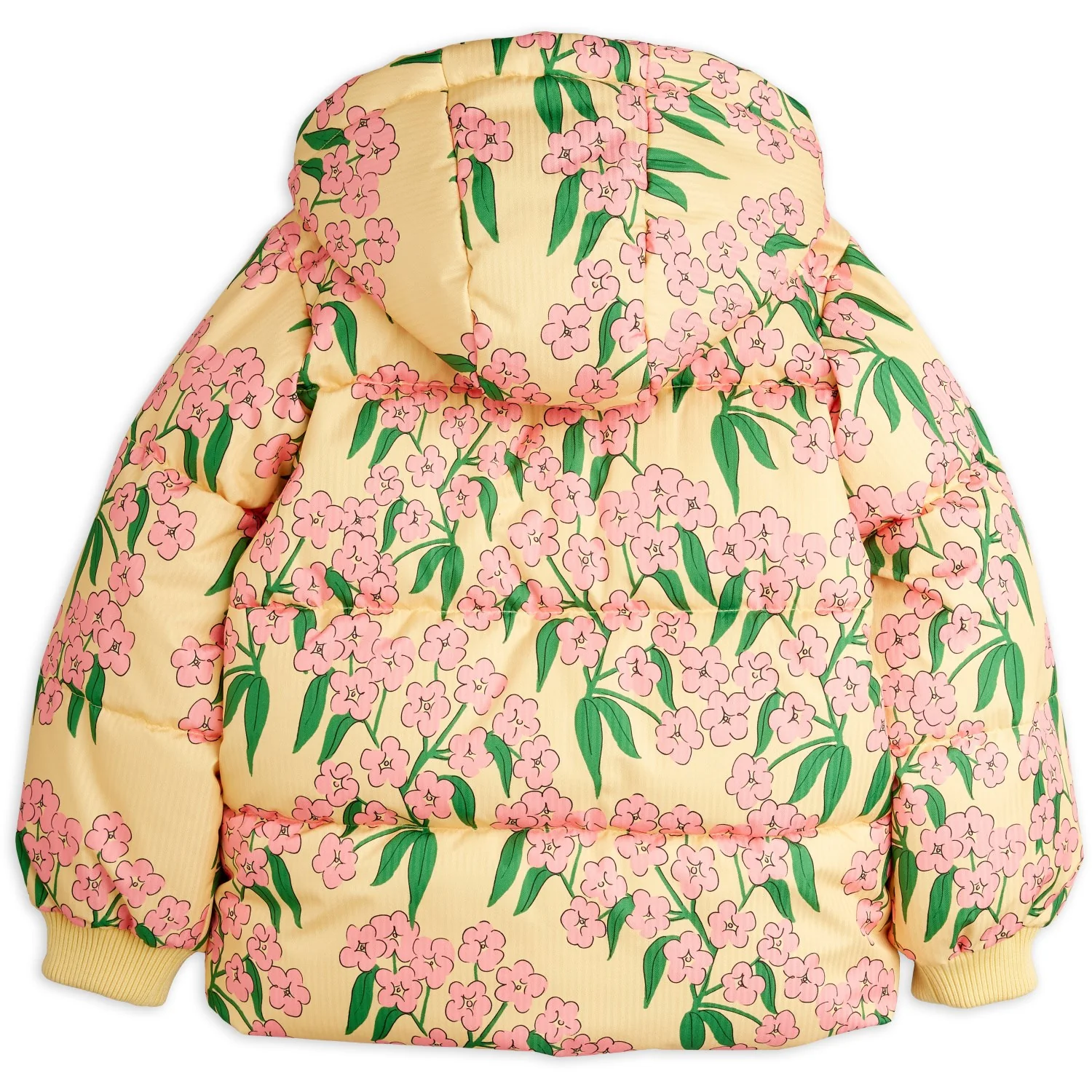 Mini Rodini Yellow Alpine Flowers AOP Hooded Puffer - Image 4