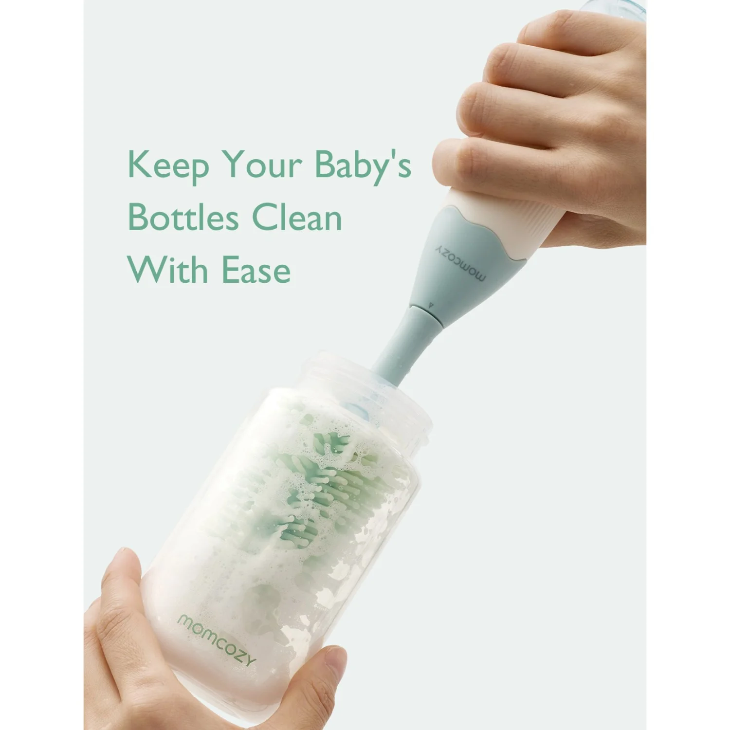 Momcozy Green Push-Press Design Flaske Børste Kit - Image 6