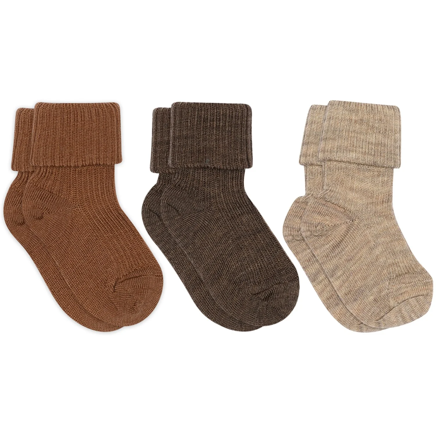 Mp Danmark Pecan Pie Uld Rib Baby Strømper 3-Pak