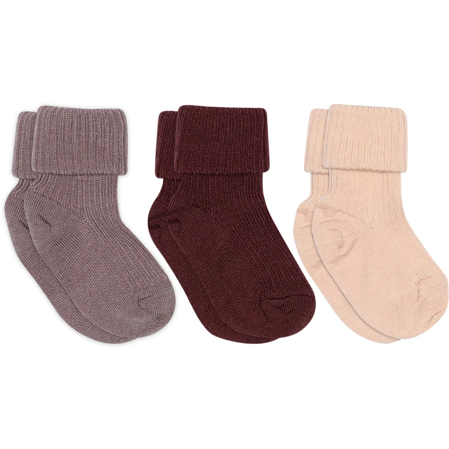 Mp Danmark Rose Dust Uld Rib Baby Strømper 3-Pak