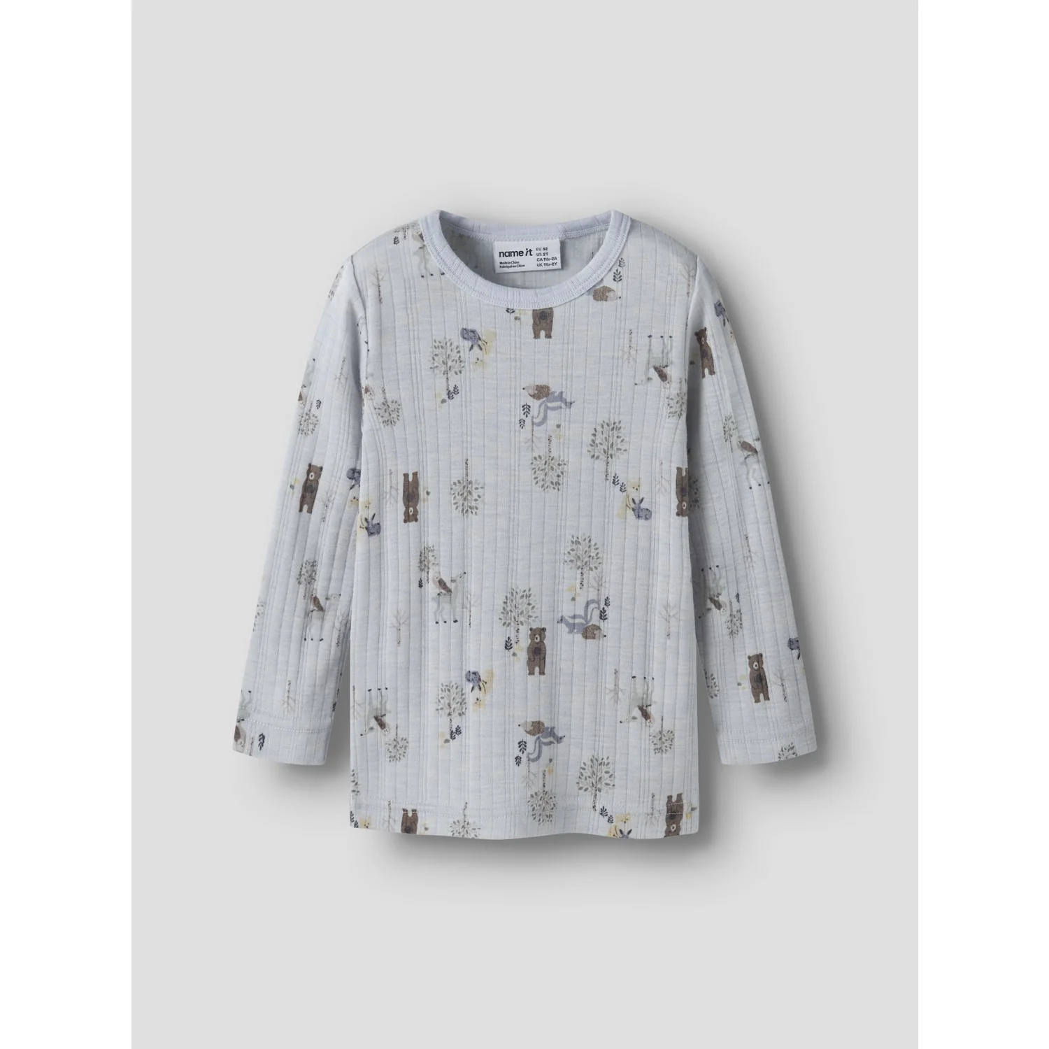 Name It Arctic Ice Forest Animals Nmmwang Uld Needle Ls Top Noos - Image 3