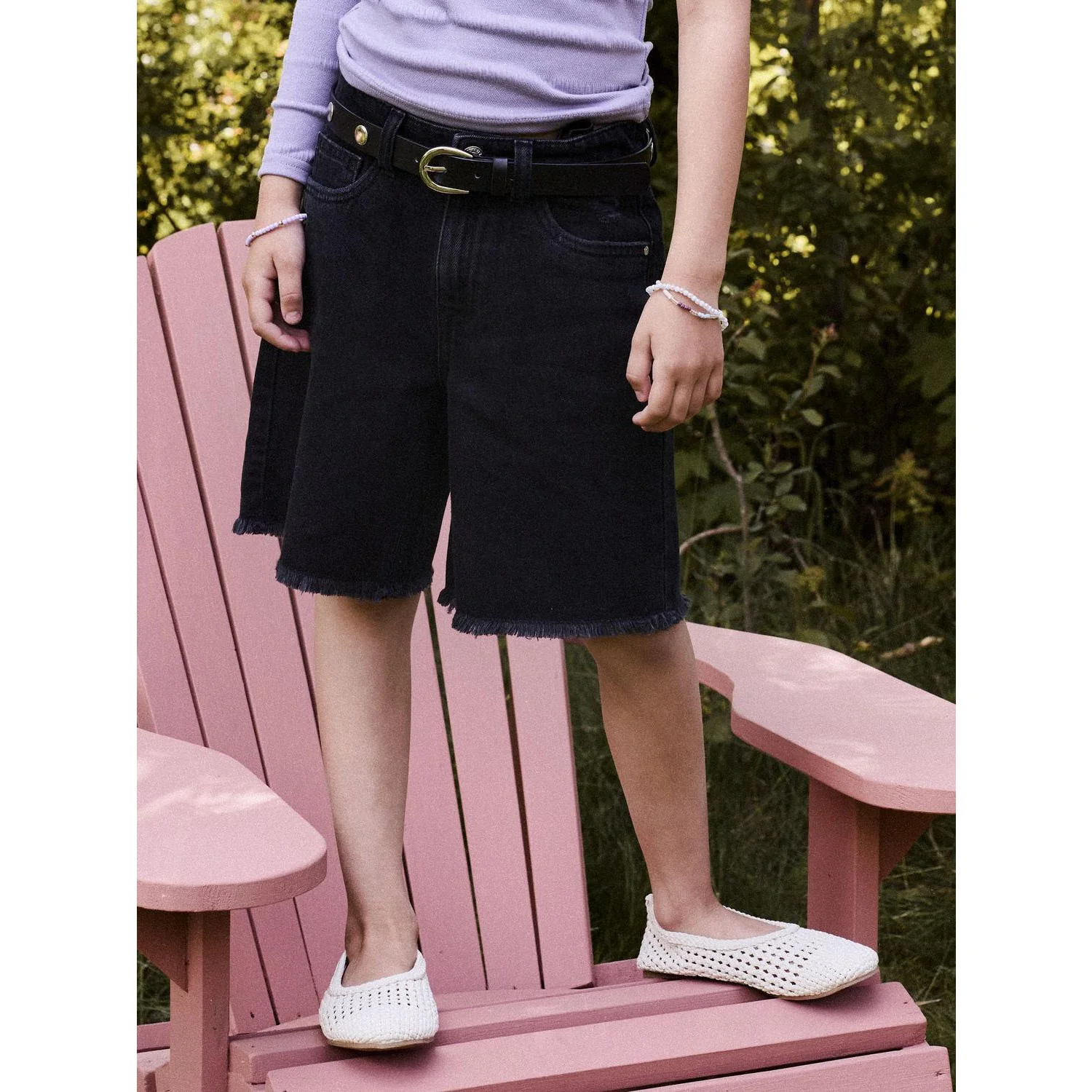 Name It Black Denim Nkfbella Hw Wide Dnm Shorts 1488-Be Noos - Image 2
