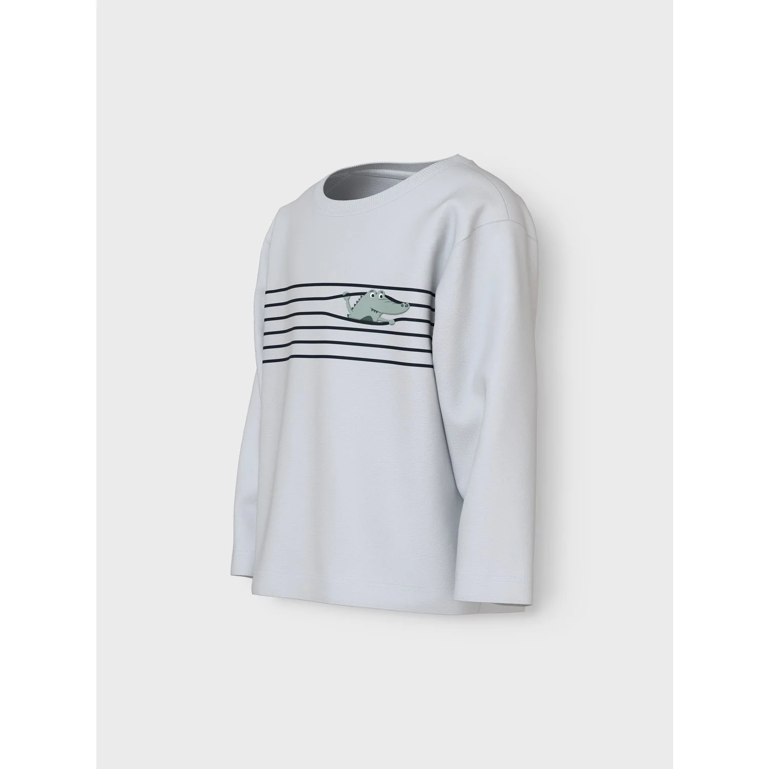 Name It Bright White Croco Lines Nmmvagno Ls Loose Top - Image 2