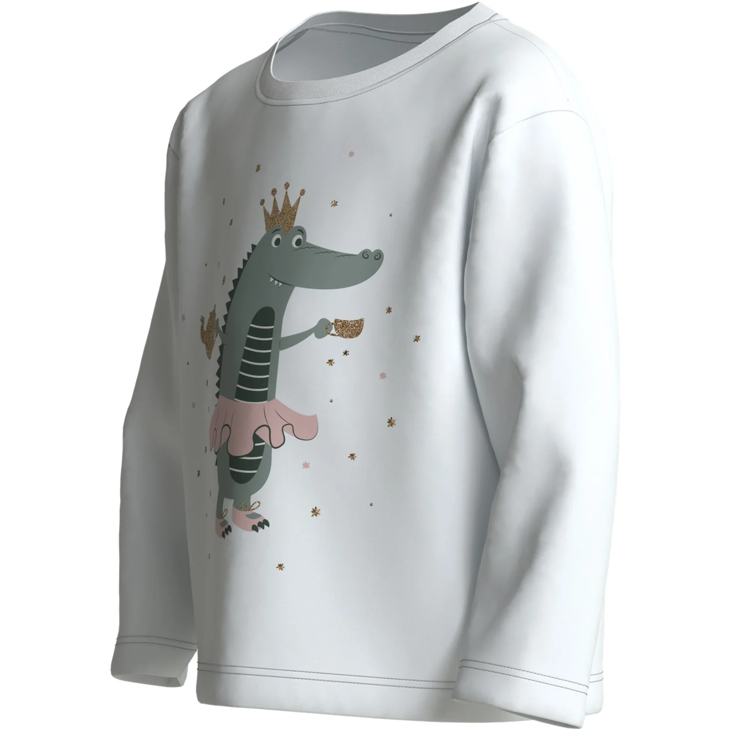 Name It Bright White Dino Princess Nmfveen Ls Nreg Top - Image 2