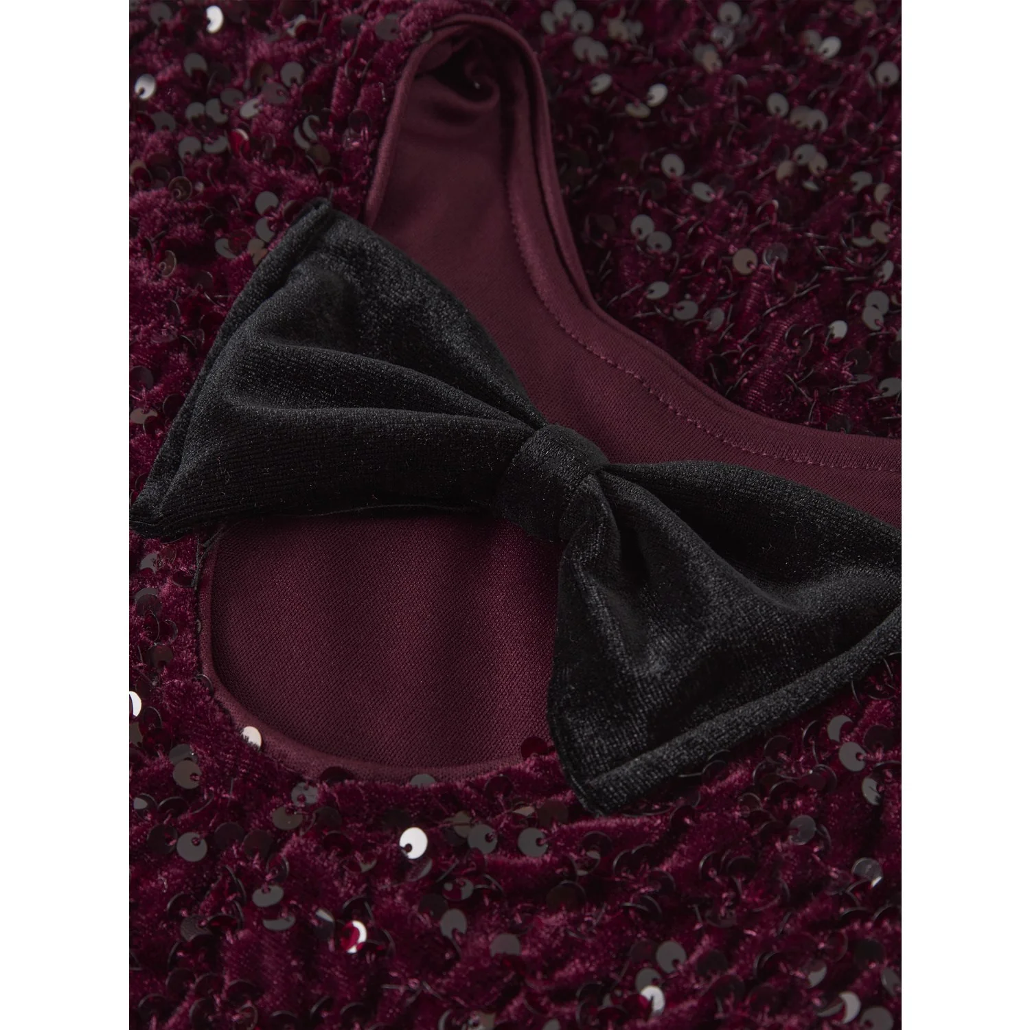 Name It Burgundy Black Bow Nkfrusitta Ls Kjole - Image 4