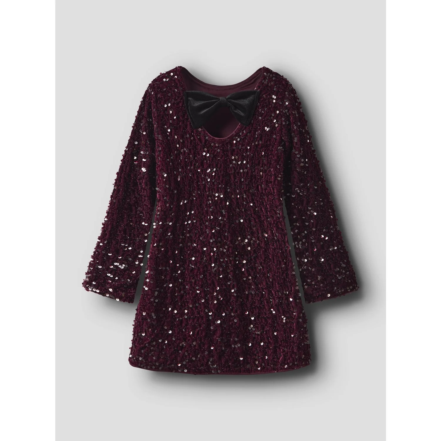 Name It Burgundy Black Bow Nkfrusitta Ls Kjole - Image 5