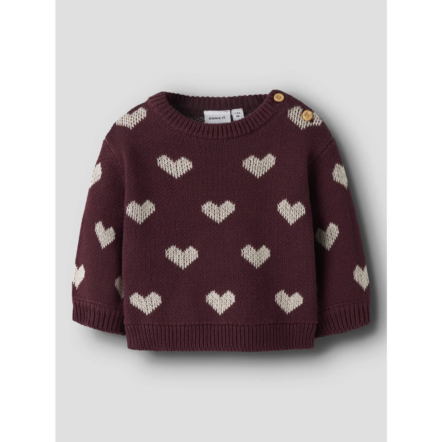 Name It Burgundy Peyote Heart Nbfoana Ls Strik - Image 2