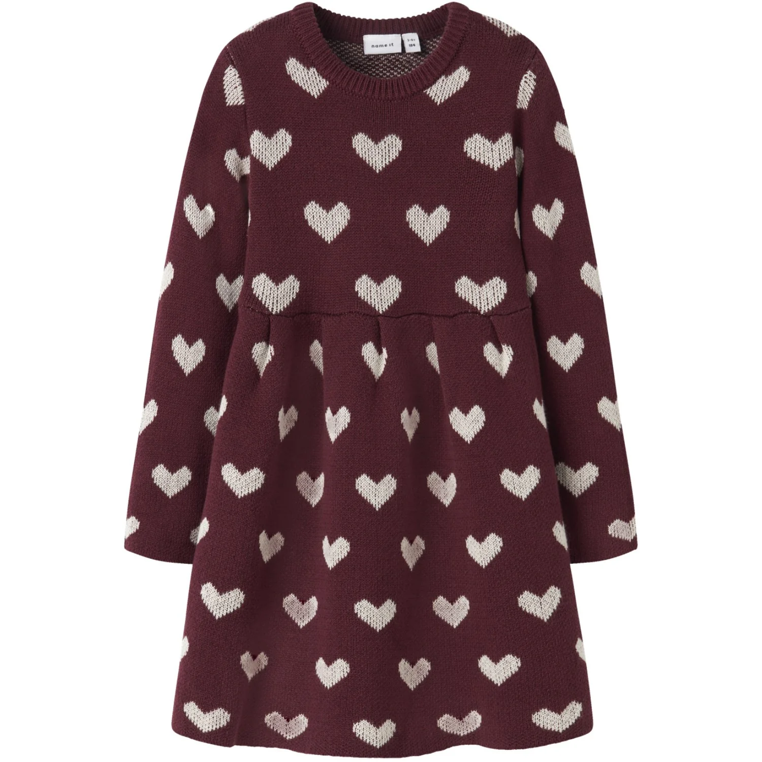 Name It Burgundy Peyote Heart Nmfoana Ls Strik Kjole