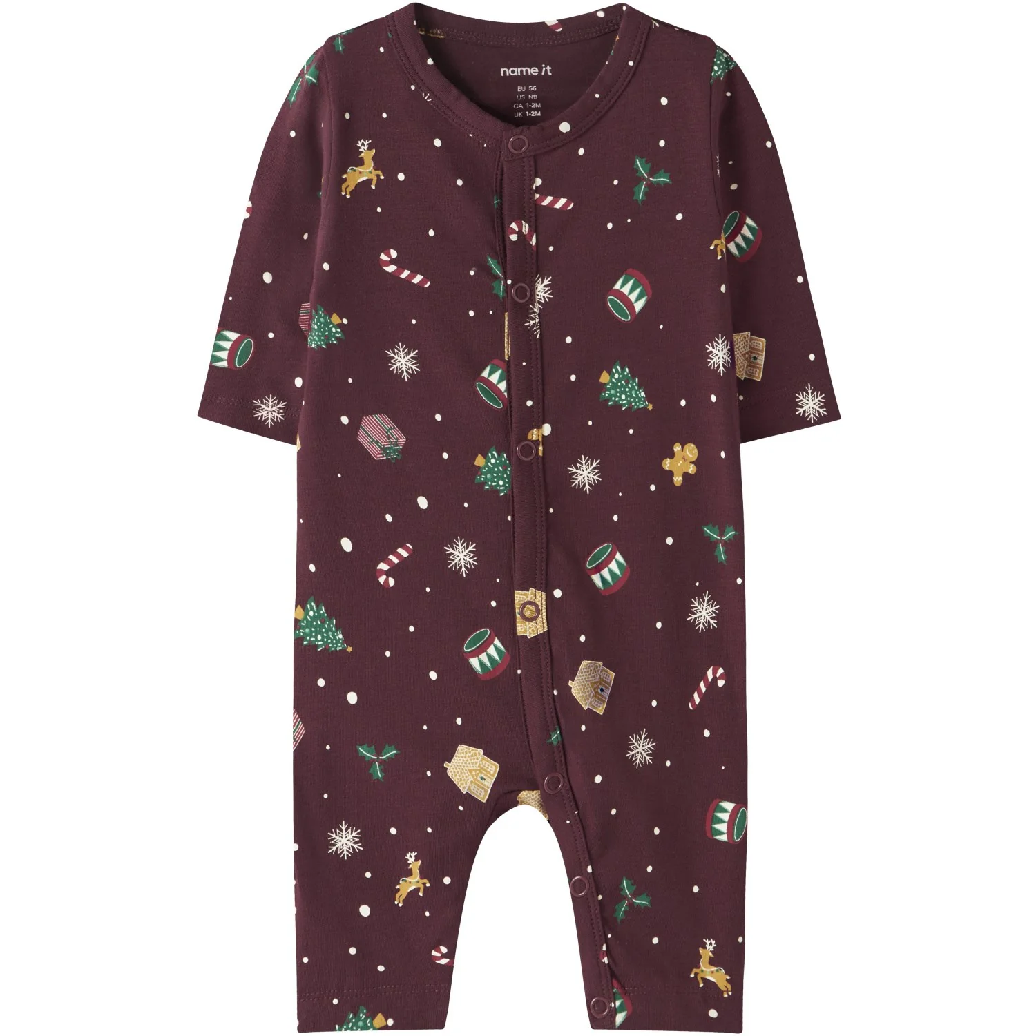 Name It Jule Natdragt Burgundy Xmas AOP