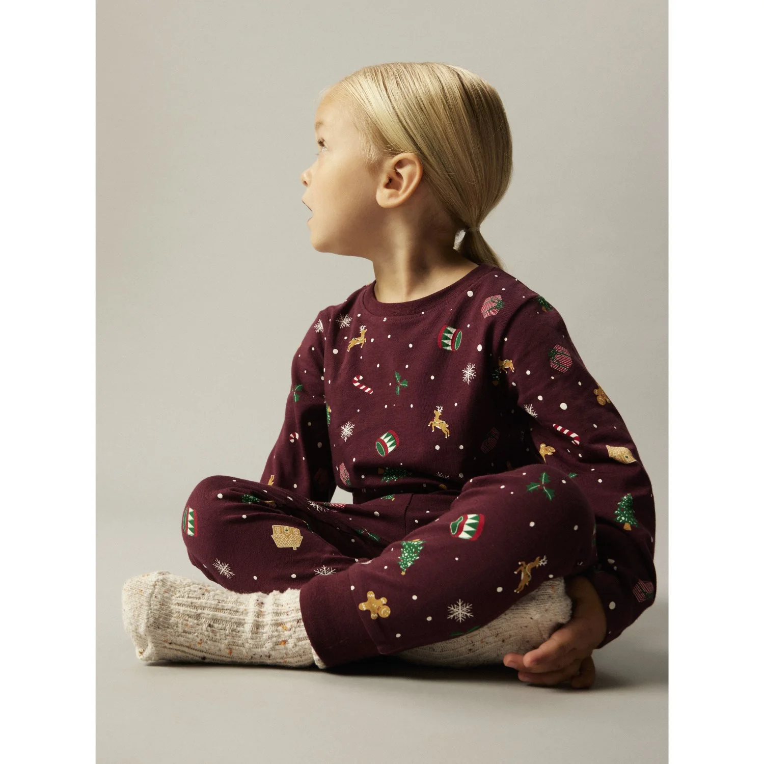 Name It Jule Nattøj sæt Burgundy Xmas AOP - Image 2