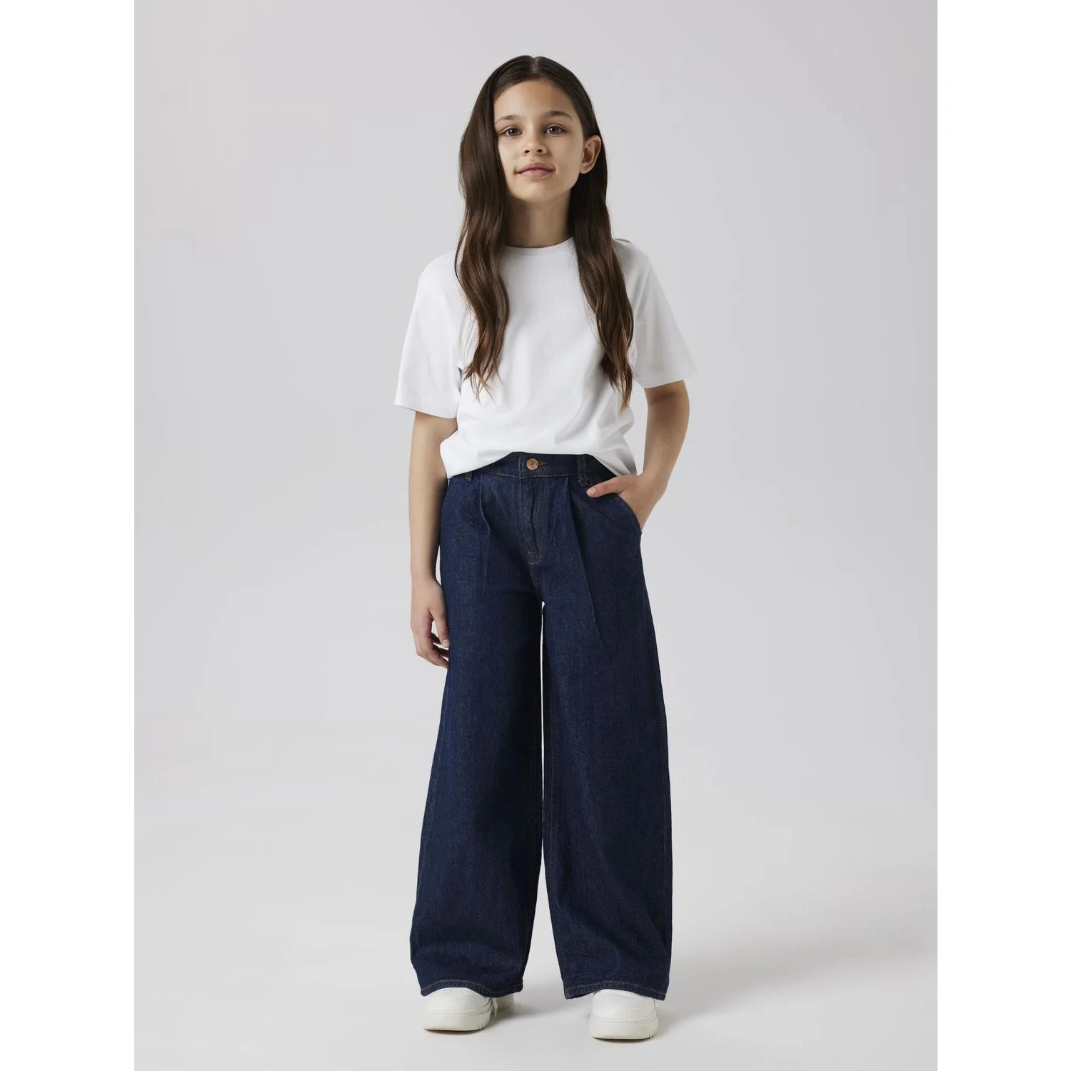 Name It Dark Blue Denim Unwashed Nkfbella Hw W Pleat Jeans 3020-Az L Noos - Image 2