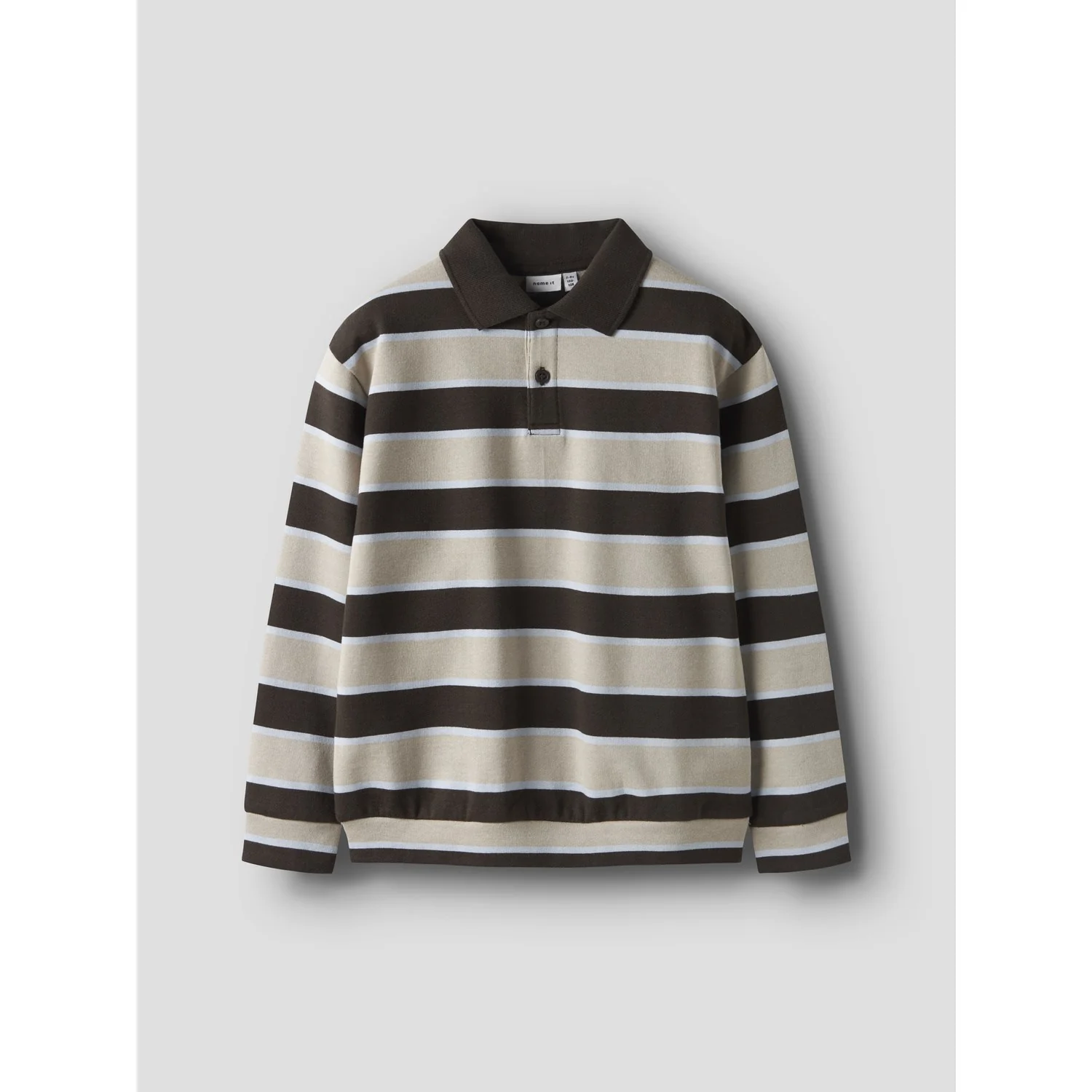 Name It Delicioso Island Fossil + Kentucky Blue Nkmromeo Ls Nreg Sweat Polo Bru - Image 2