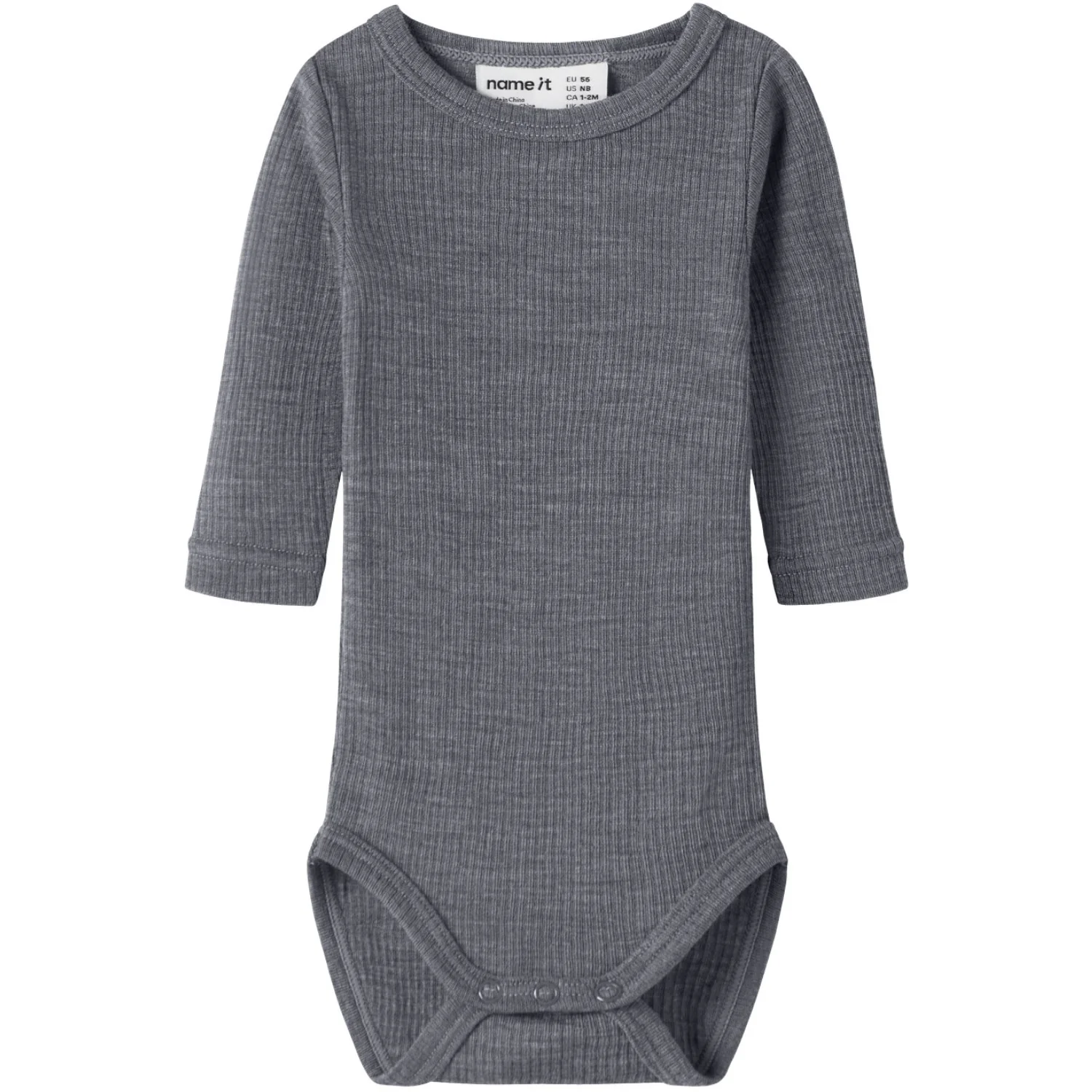 Name It Folkstone Gray Nbnwax Uld Rib Ls Body Noos